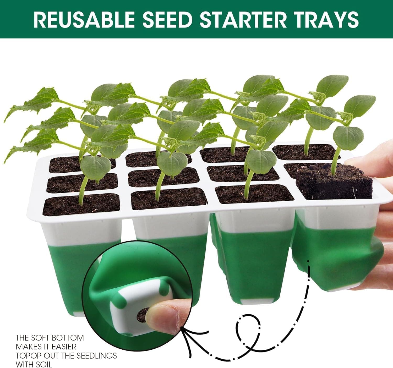 60-Cell Self Watering Seed Starter Tray with Grow Light - 5 Pack thumbnail 2