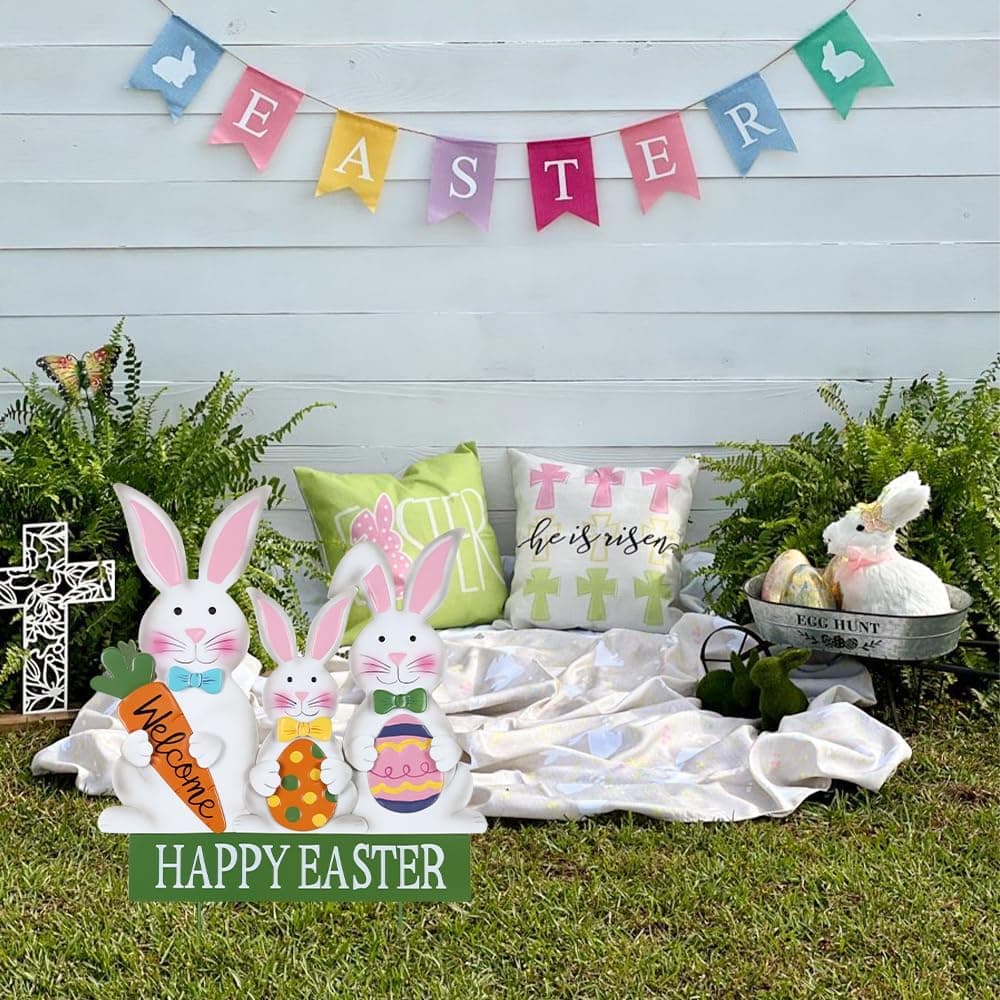 YEAHOME 3 Metal Bunny Decorative Garden Stakes thumbnail 5