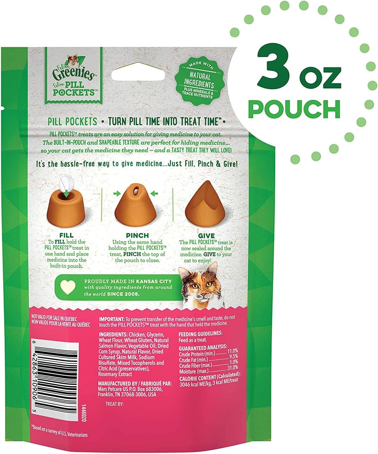 Greenies Feline Pill Pockets for Cats - Salmon Flavor thumbnail 2