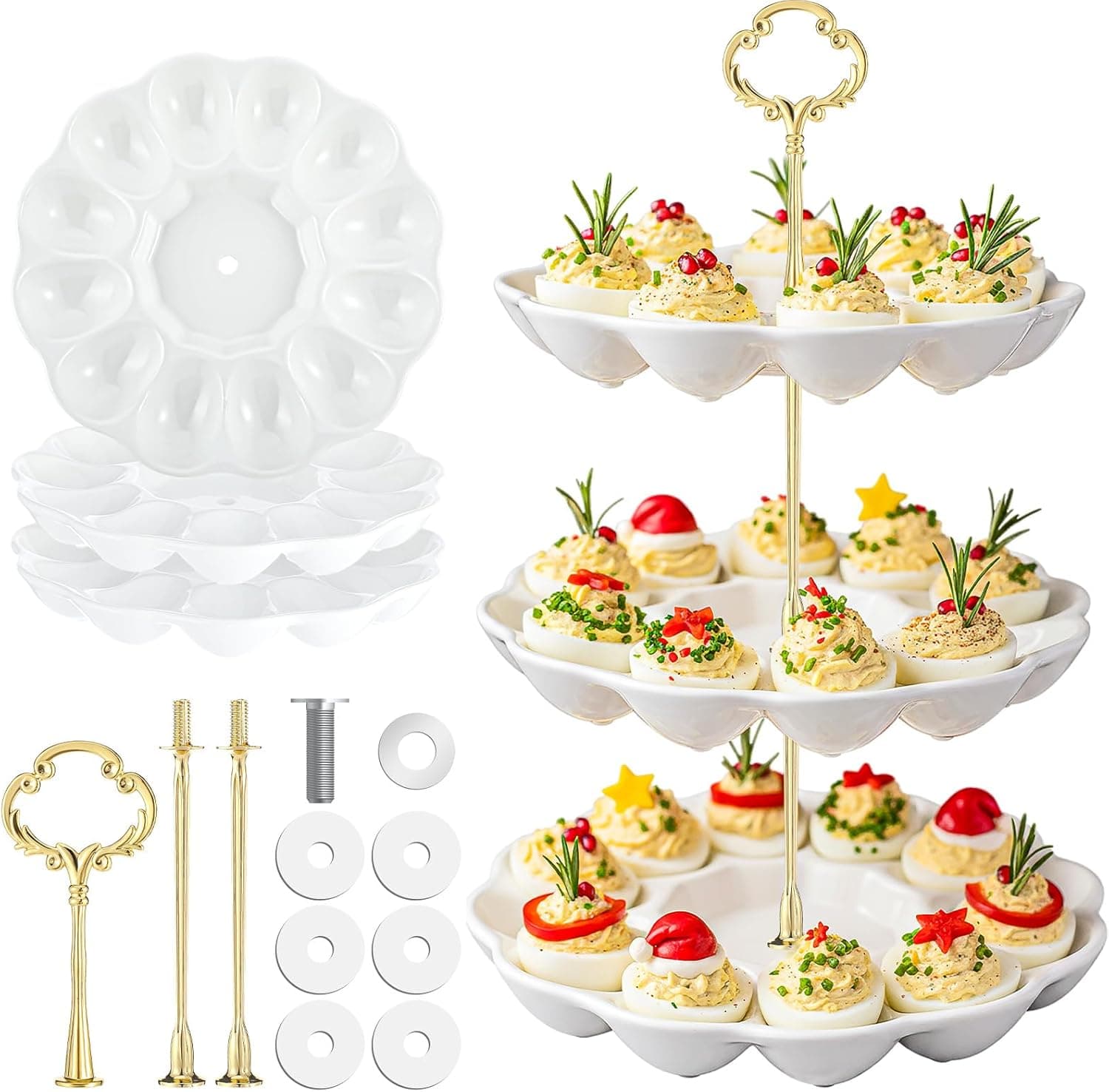 3 Tier Ceramic Easter Deviled Egg Platter 36 Hole Deviled Egg Tray Container, Detachable Eggs Holder Tower for Easter Party Food Container for Kitchen Countertop Microwave Dishwasher Freezer : Home &amp; Kitchen — Easter Gifts gift idea