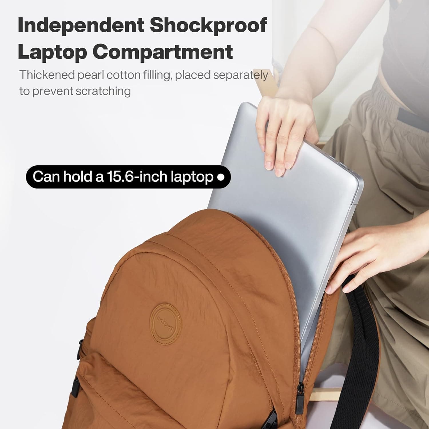 mixi Outdoor Lightweight Backpack Casual Carry On Laptop Backpack Travel Bookbag for Women Men, Water Resistant Durable Hiking Bag for Camping Weekender Sports College Work, 17 Inch, Brown : Electronics thumbnail 5