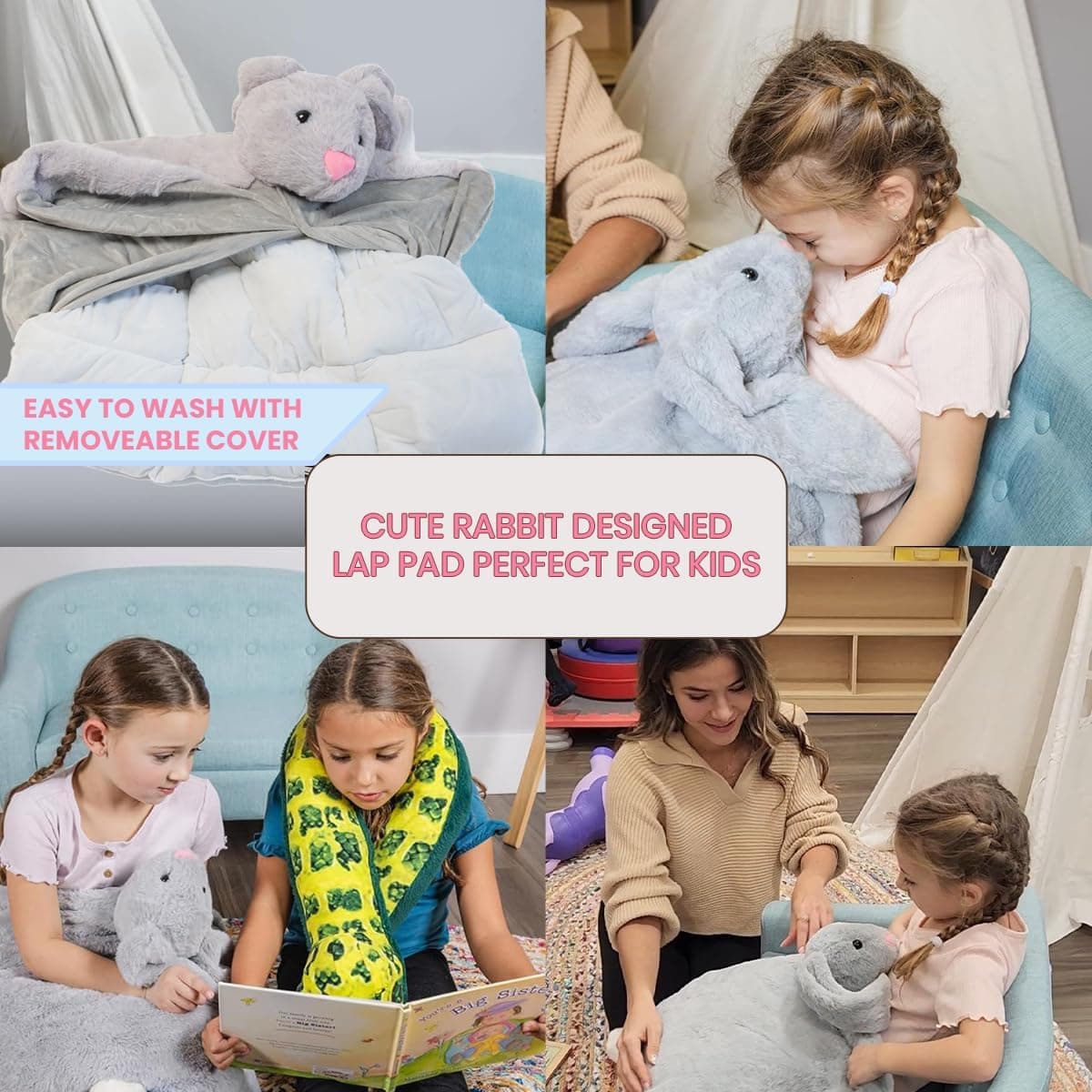 Schooled Weighted Lap Pad for Kids - 5LB Sensory Rabbit Blanket thumbnail 2