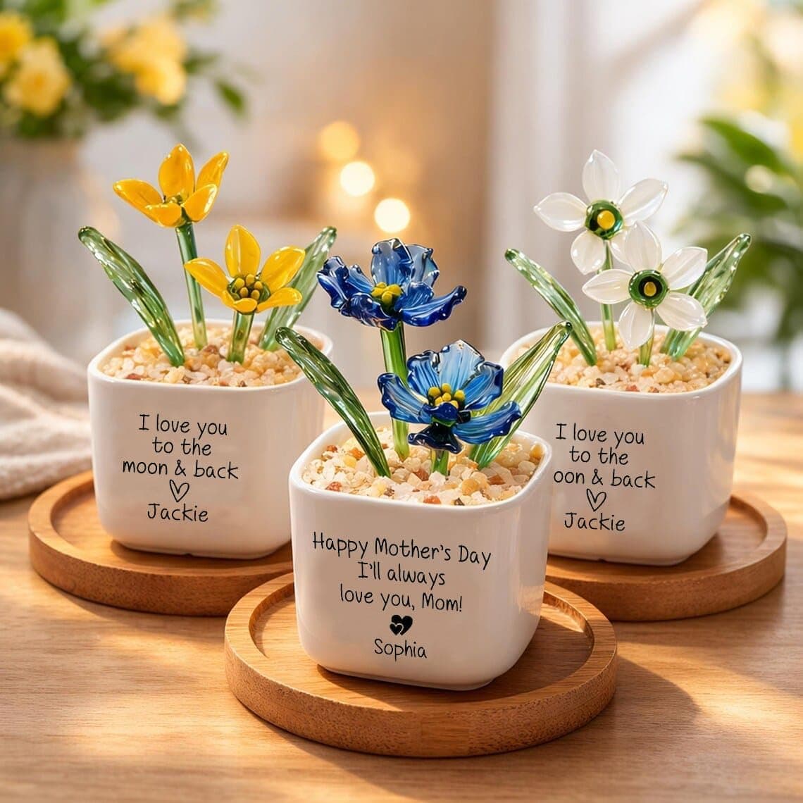 Personalized Birth Month Glass Flower Pot image 1