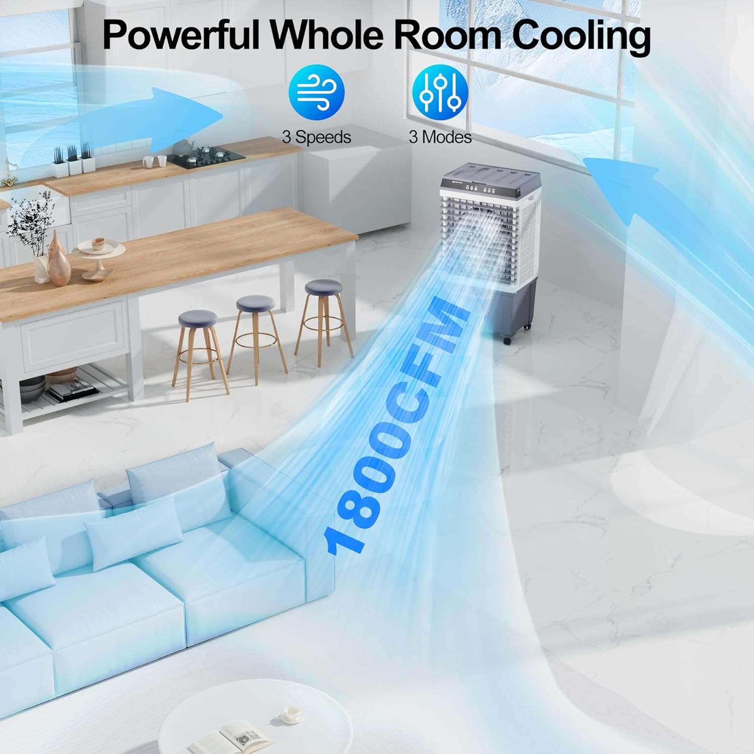 Uthfy Evaporative Air Cooler 3-IN-1 Swamp Cooler with Remote and Timer thumbnail 2