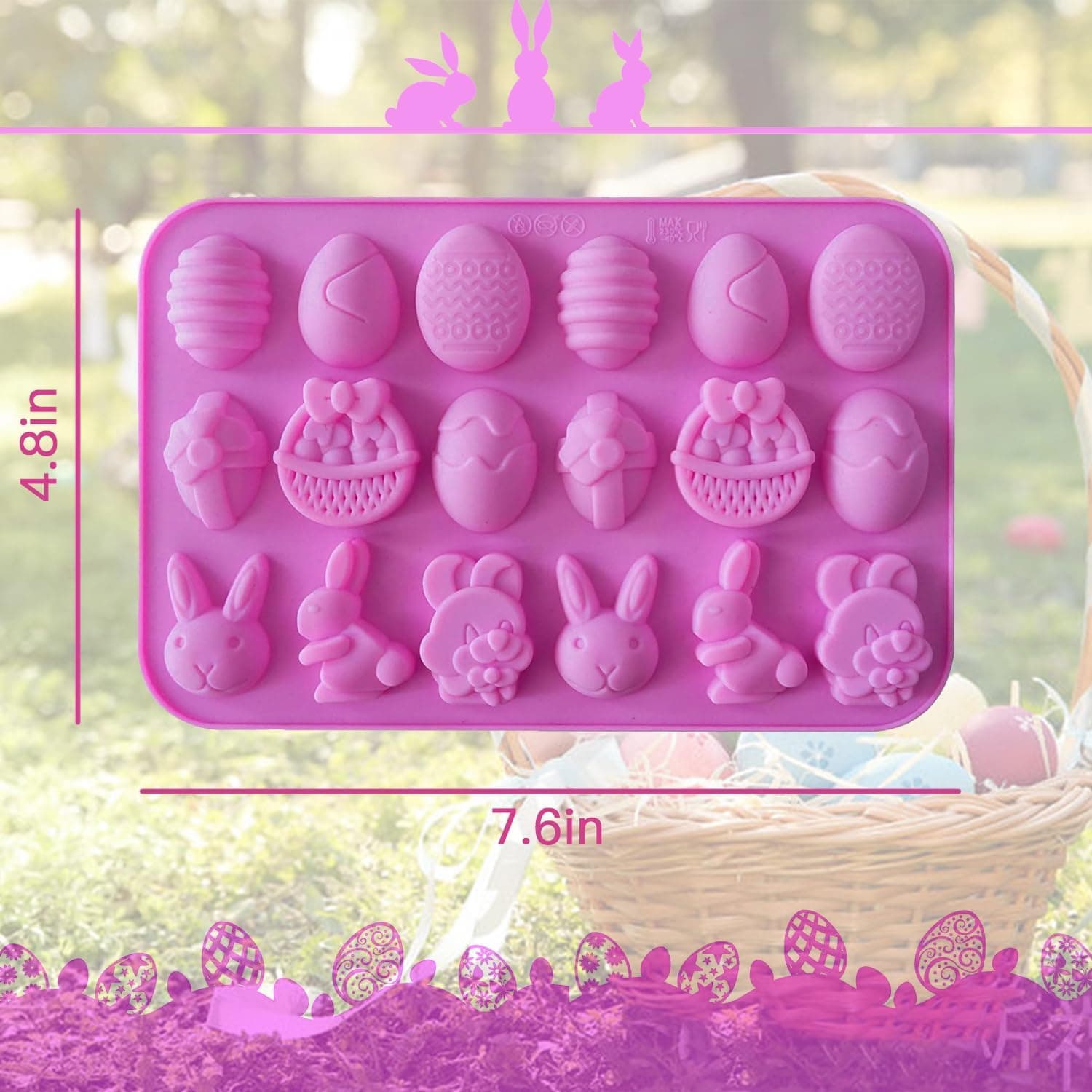 Food-Grade Silicone Easter Chocolate Molds (2 Pack) - 36 Cavities Bunny, Egg &amp; Basket Shapes | Reusable Non-Stick Mold for DIY Candy, Chocolates, Baking | Easter Party &amp; Spring Crafts : Home &amp; Kitchen thumbnail 2