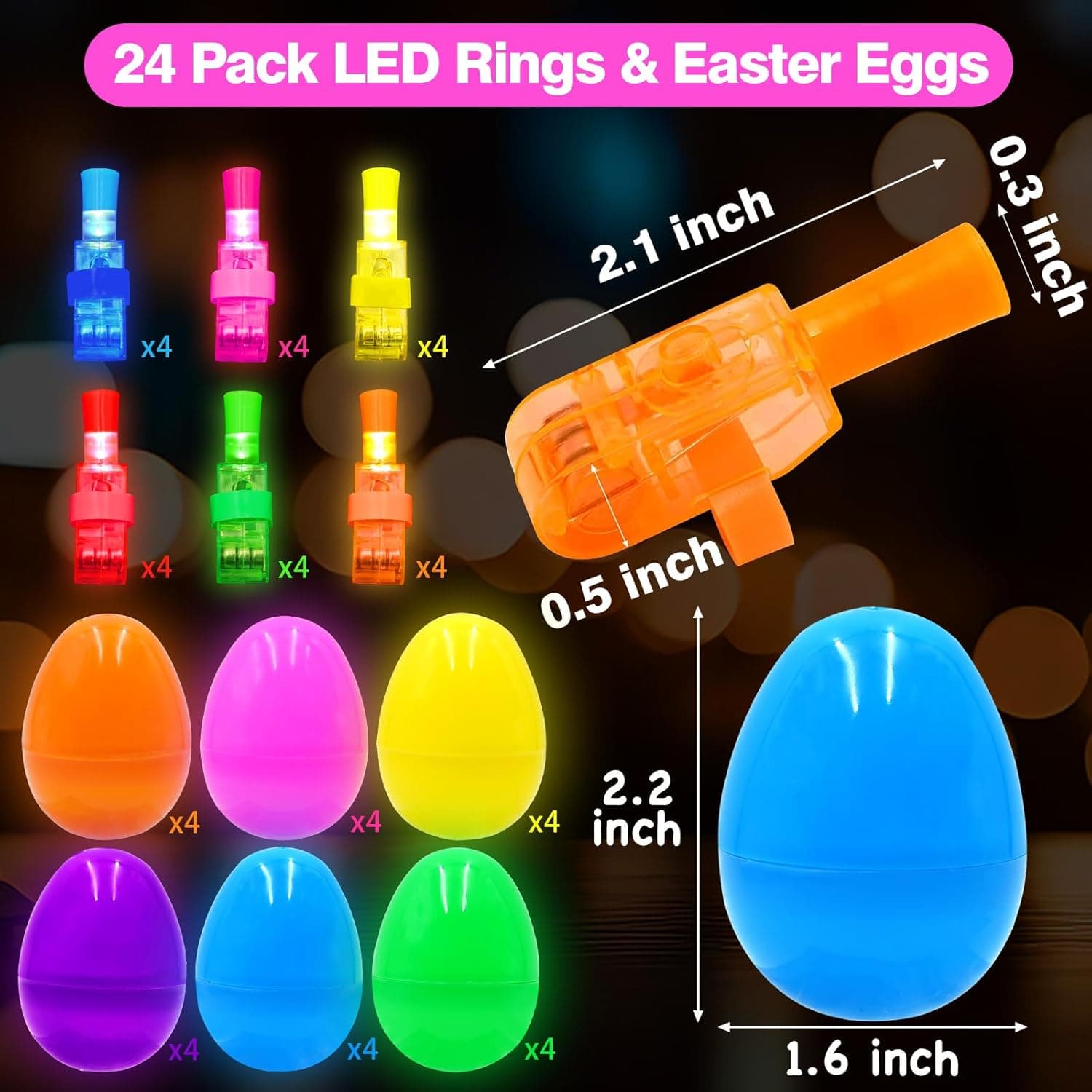 24 Pack LED Light Up Finger Lights Easter Party Favors thumbnail 2