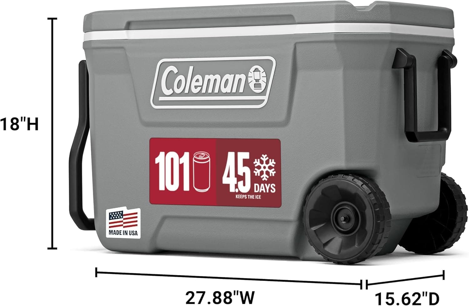Coleman Classic Series Insulated Portable Rolling Cooler with Wheels, Leak-Resistant Outdoor Hard Cooler Keeps Ice up to 5 Days, 62-Quart : Sports &amp; Outdoors thumbnail 2