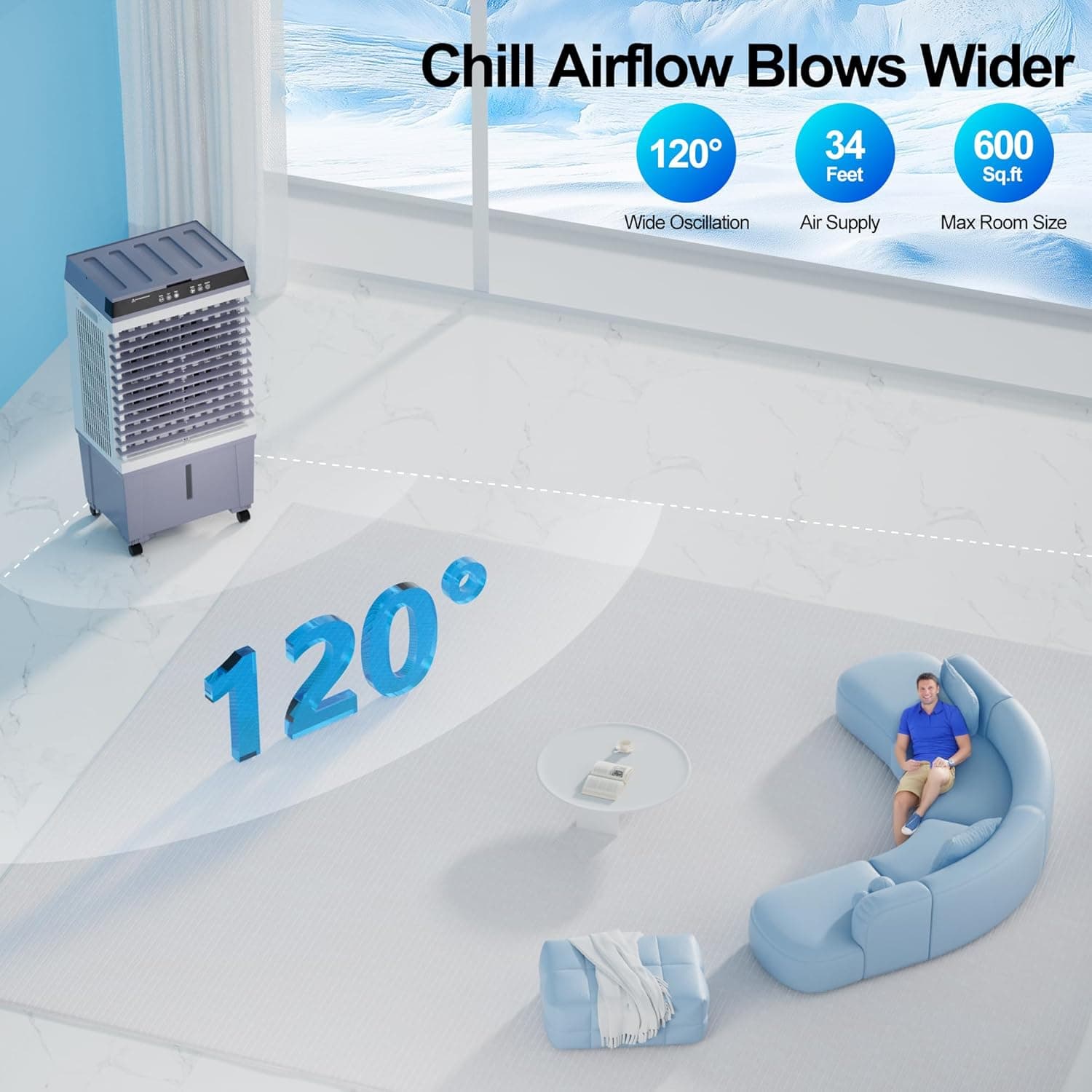 Uthfy Evaporative Air Cooler 3-IN-1 Swamp Cooler with Remote and Timer thumbnail 4