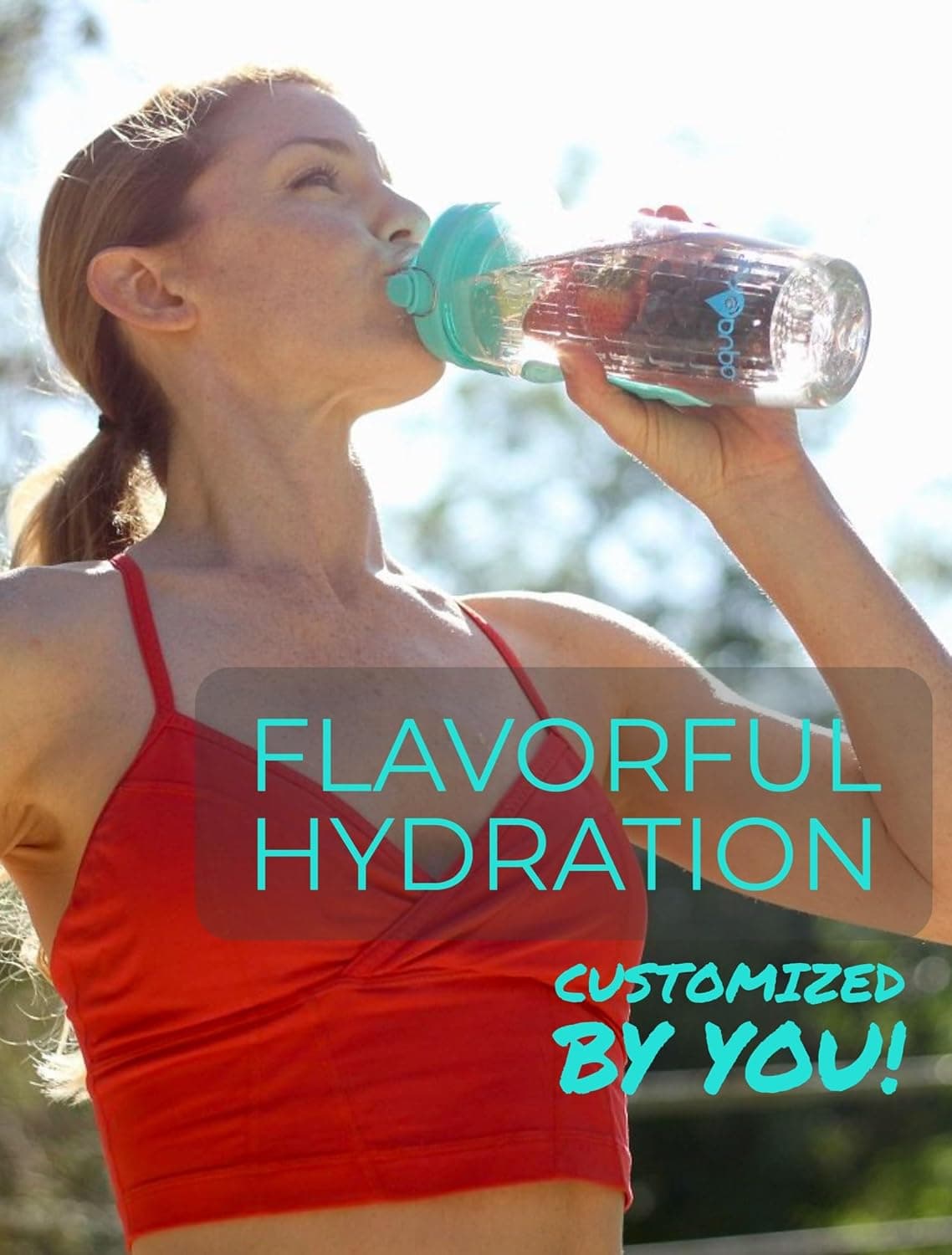 aquaFrut 32 OZ Fruit Infuser Water Bottle - Teal thumbnail 3