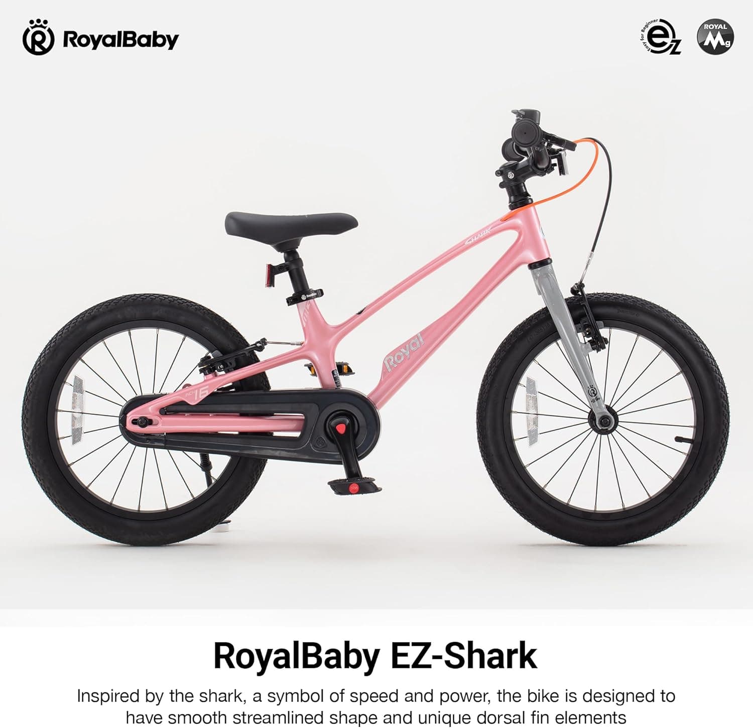 RoyalBaby EZ-Shark Ultra-Light 16 Inch Kids Bike Beginners Learning Bicycle Lightweight Alloy Boys Girls Ages 4+ Years, Pink : Sports &amp; Outdoors thumbnail 2