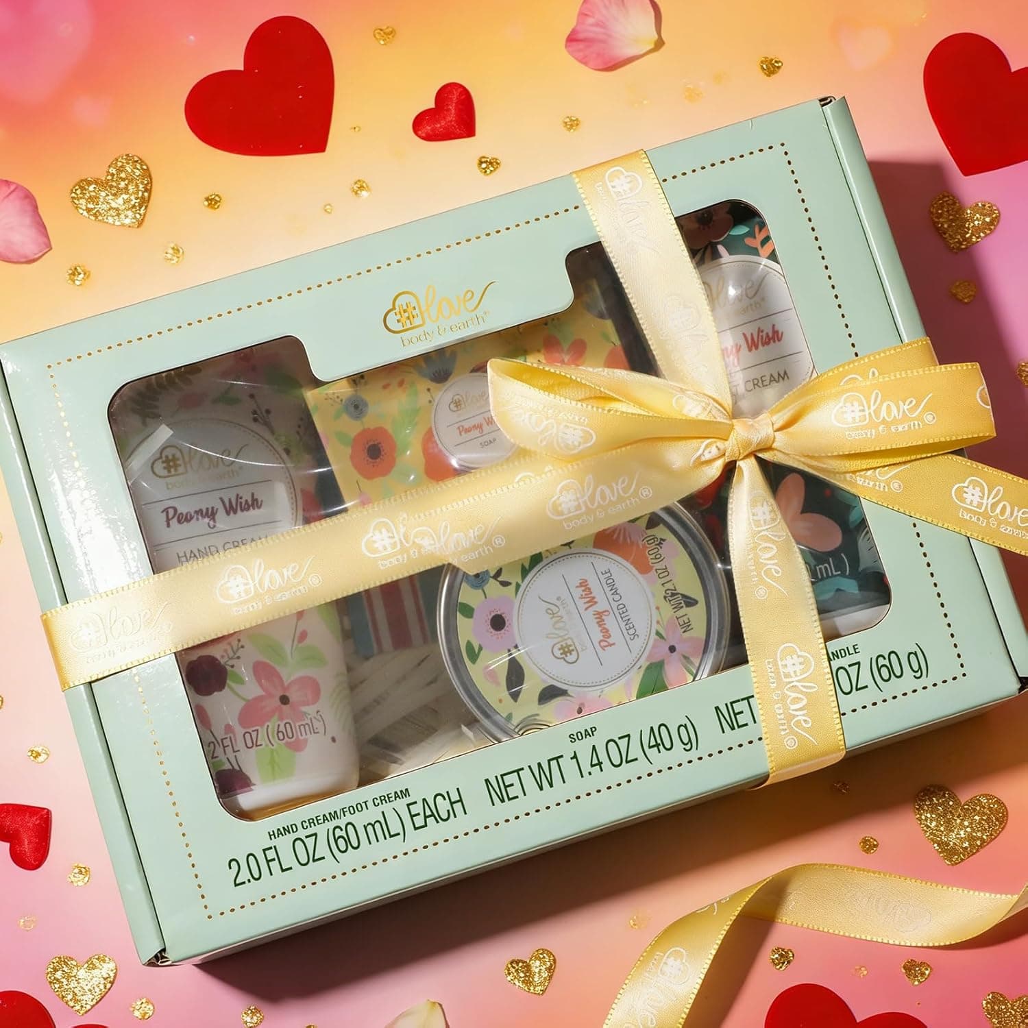 4 Pack Hand Cream Gifts Set for Women, Easter Basket Stuffers, Mothers Day Gifts for Mom, Peony Wish Skin Care Sets with Hand &amp; Foot Cream,Soap,Scented Candle, Nurse Birthday Gifts for Women : Beauty &amp; Personal Care thumbnail 2