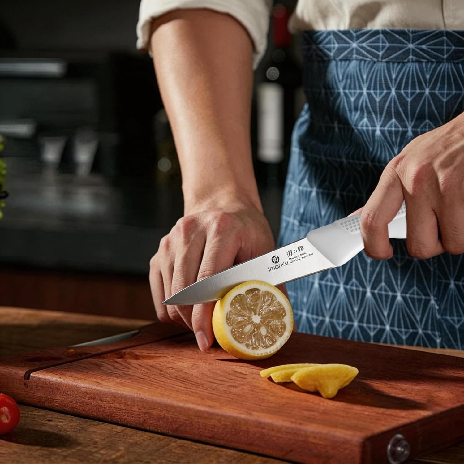 imarku 14-Piece Kitchen Knife Set, Gray Gyutou Knife Sets with Block and Build-in Sharpener, Ultra-Sharp Steak Knives Set of 6, Ergonomic Handle, Dishwasher Safe, New Apartment Essentials: Home &amp; Kitchen thumbnail 2