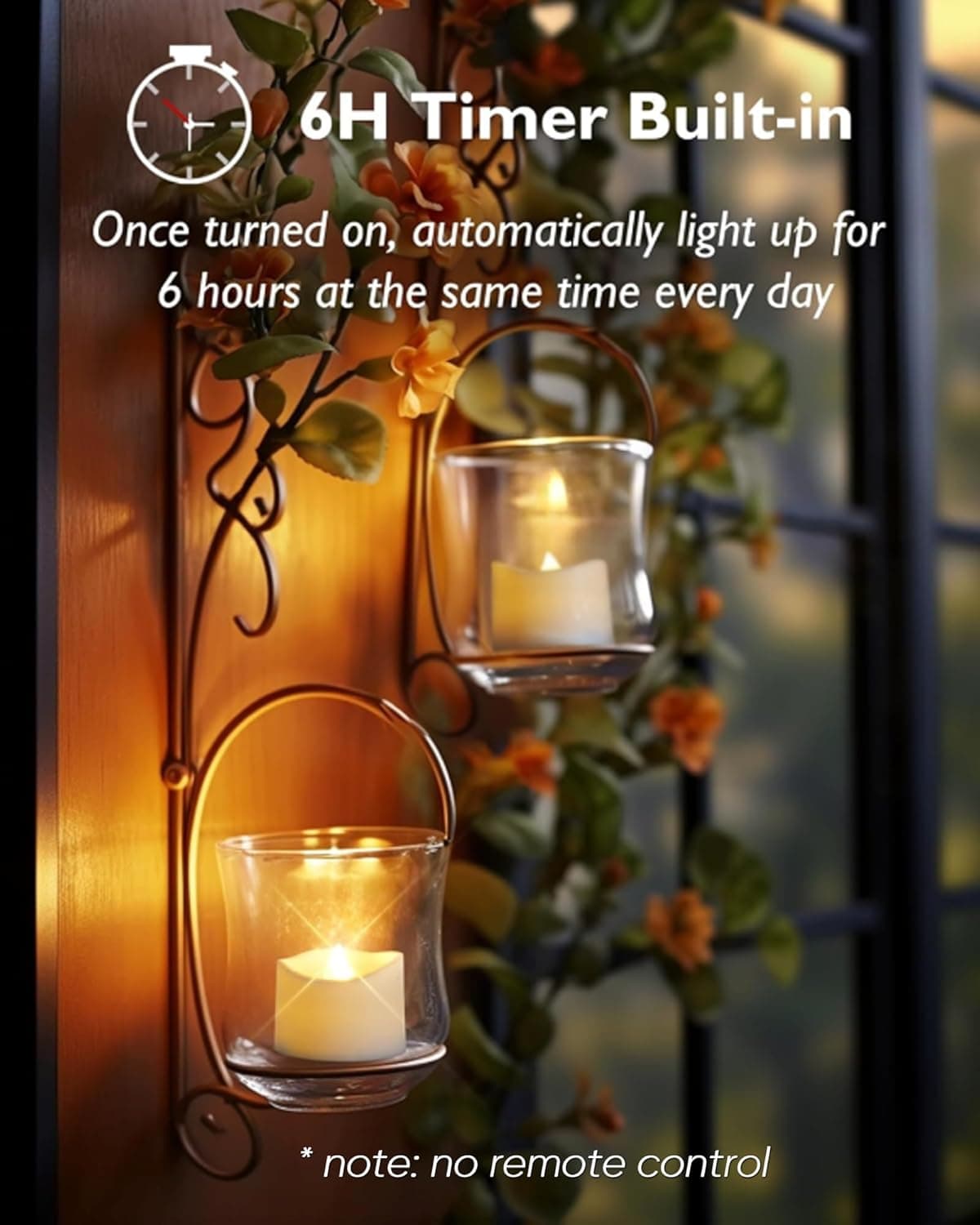 Homemory Timer Tea Lights Candles - 12-Pack Flameless LED Tealights with 6-Hour Timer thumbnail 3