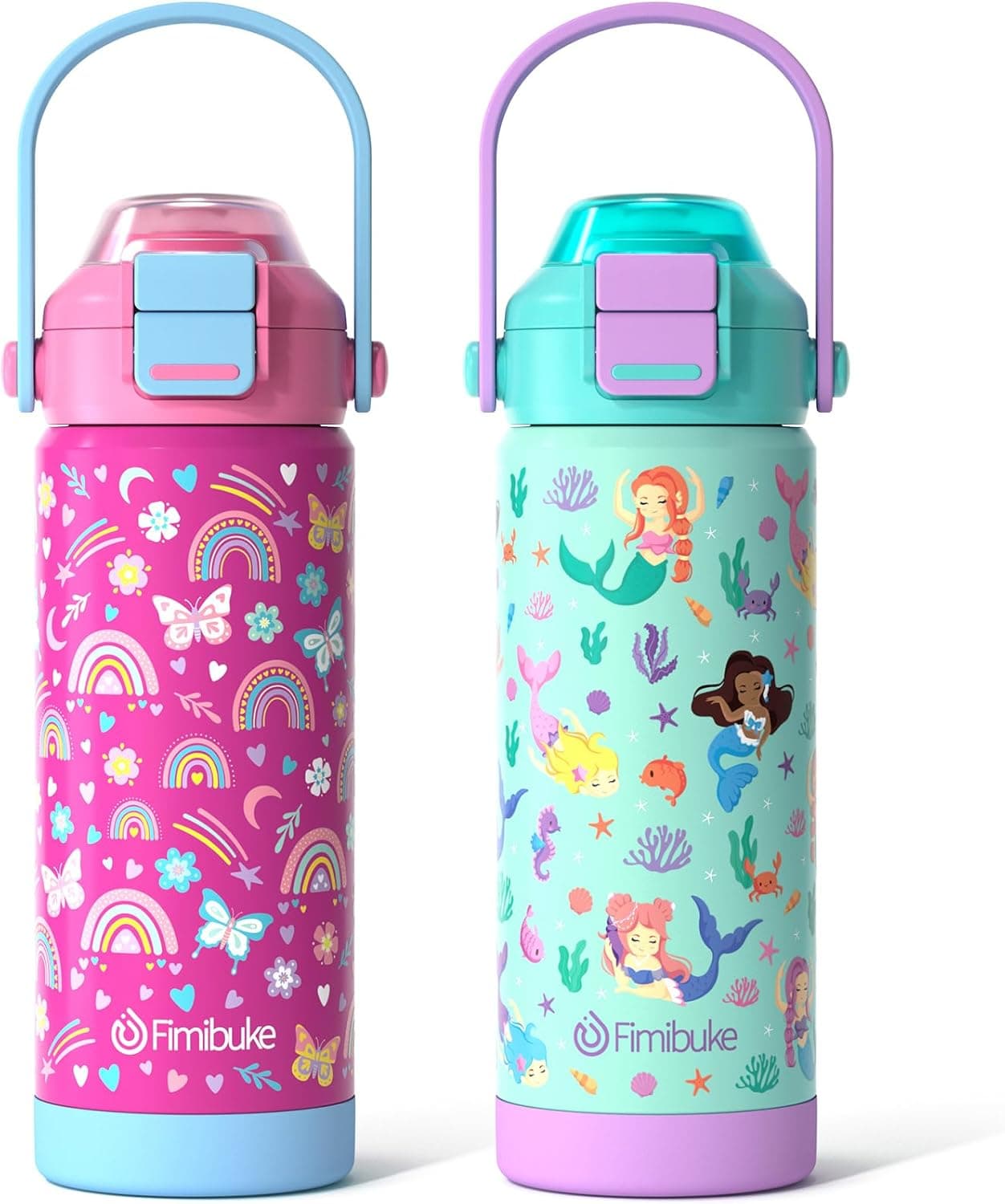 Kids Insulated Water Bottle with Pop-Open Straw & Spout 2-in-1 Lid, 18oz image 1