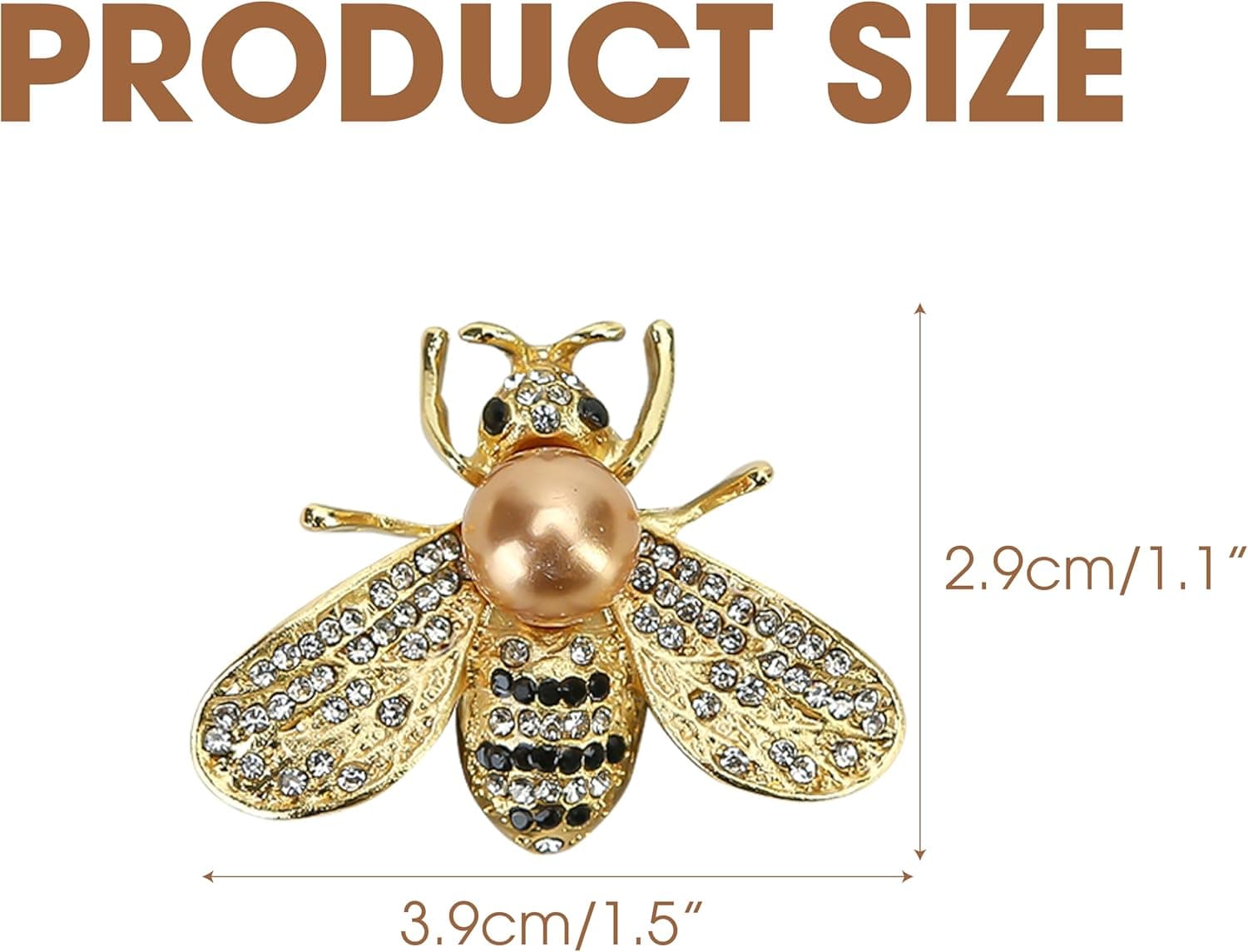 20 PCS Honey Bee Brooch Pins Set - Gold Designer Bumble Bee Brooches with Crystals and Faux Pearls thumbnail 2