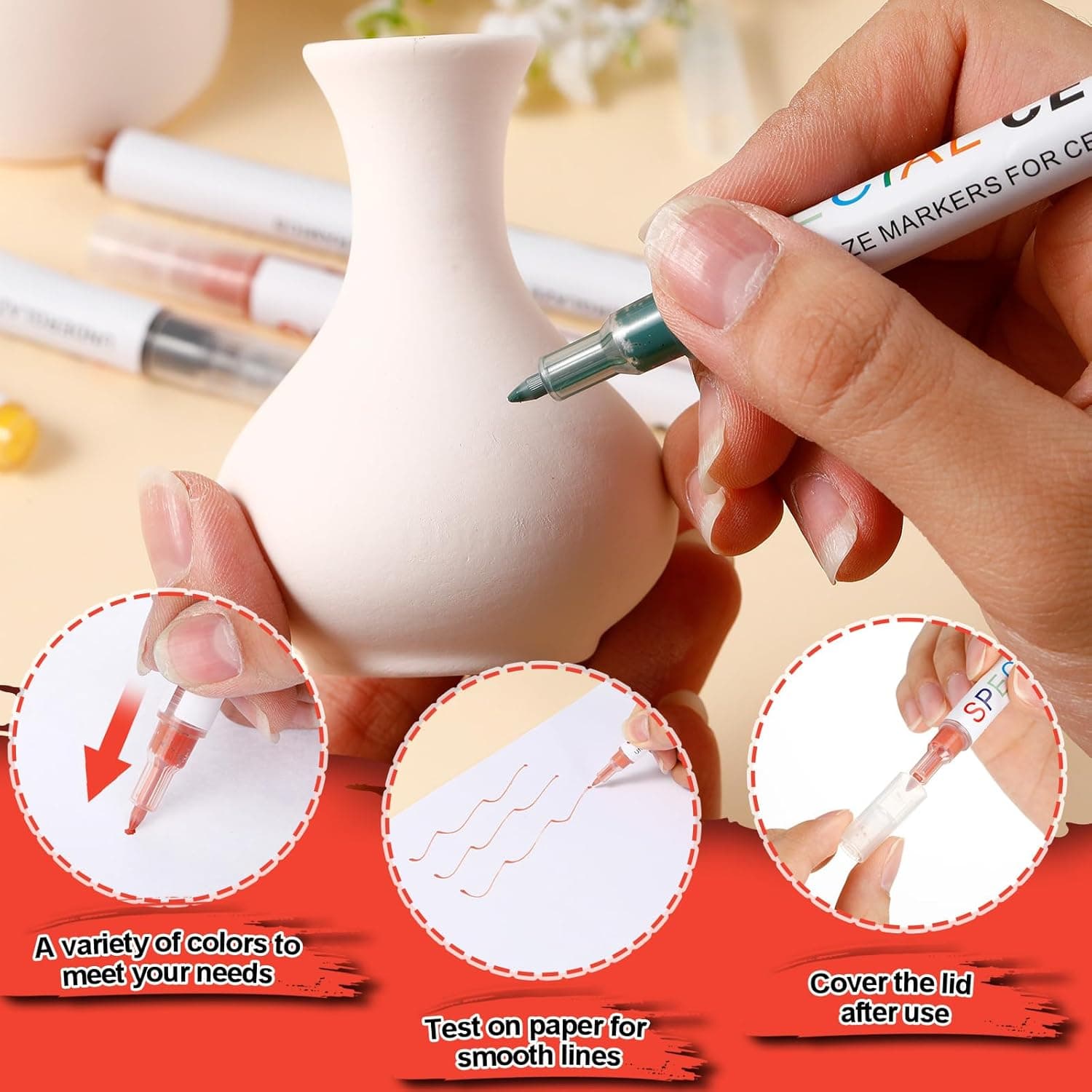 Marspark Underglaze Colored Pens for Pottery - Set of 6 thumbnail 4