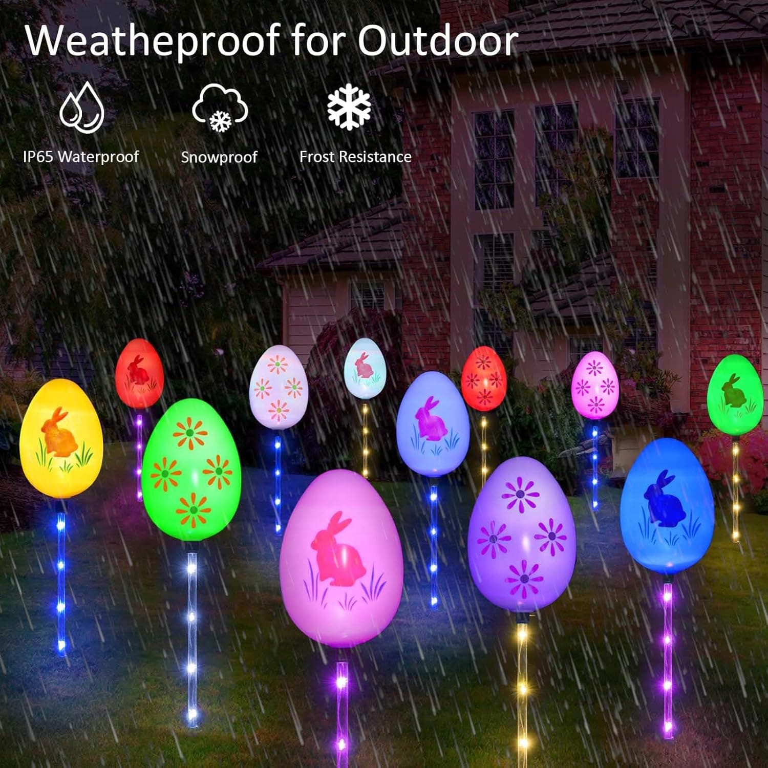 Windpnn Upgraded 8-Pack Solar Easter Egg Stake Lights (Big Egg) thumbnail 5