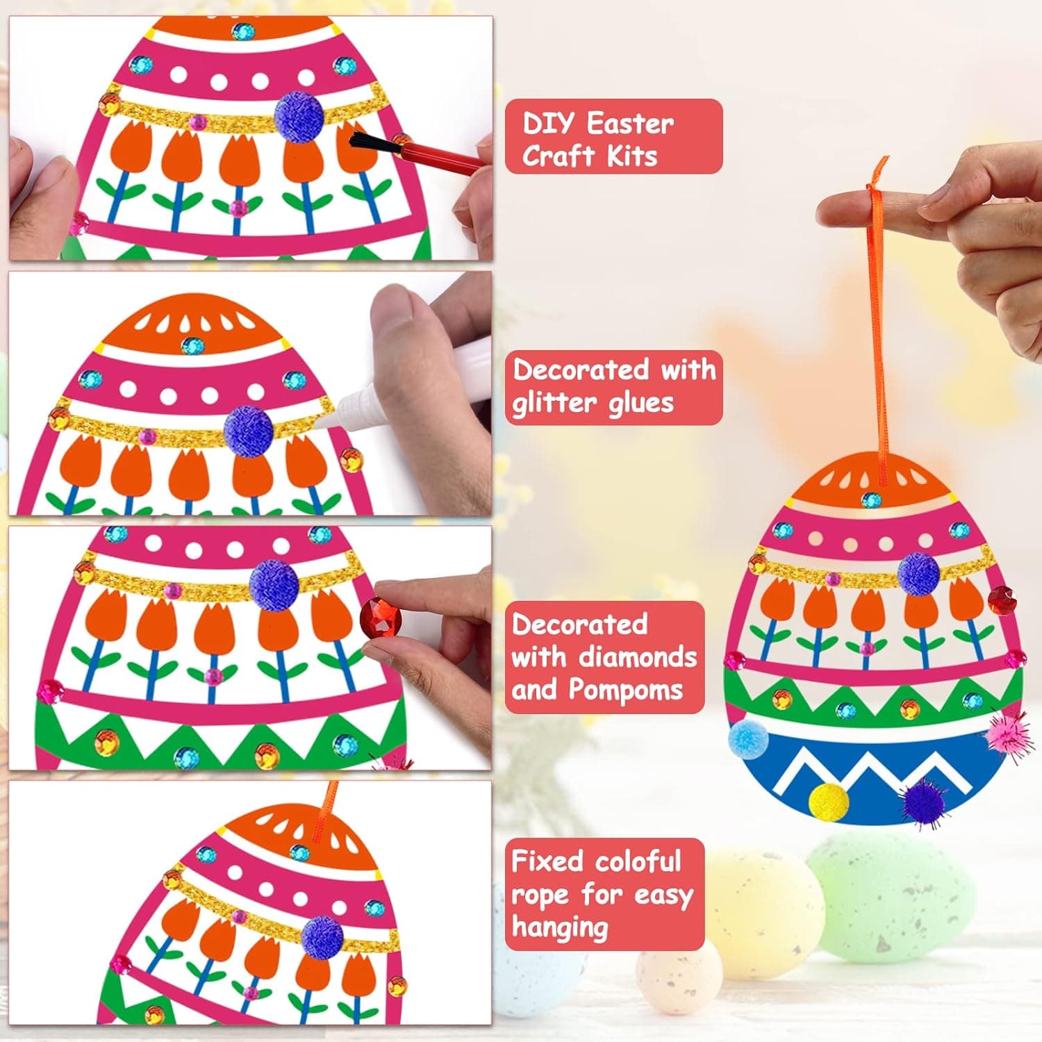 36 Wooden Easter Ornaments Decorations - DIY Easter Wood Craft Kit thumbnail 3