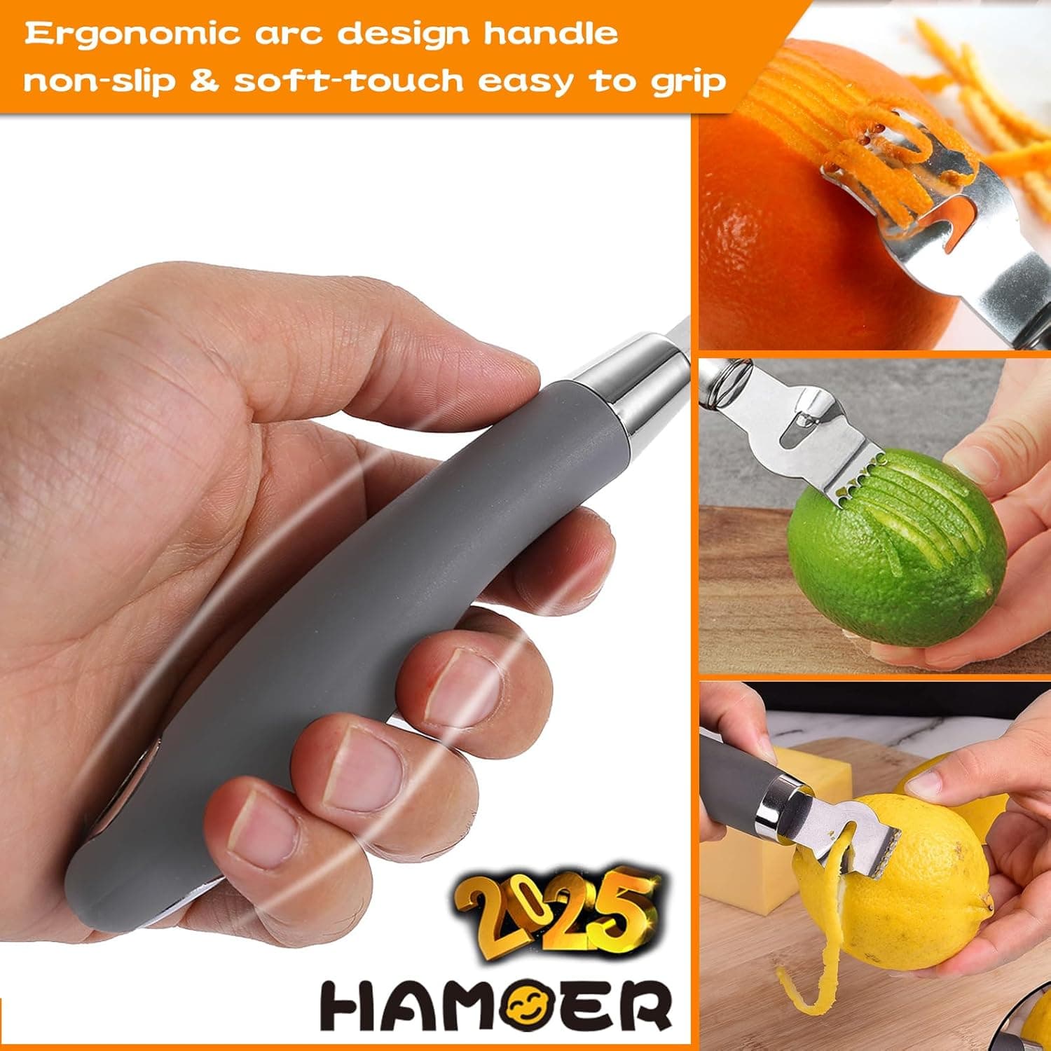 HAMOER Citrus Lemon Zester & Channel Knife Tool Set thumbnail 2