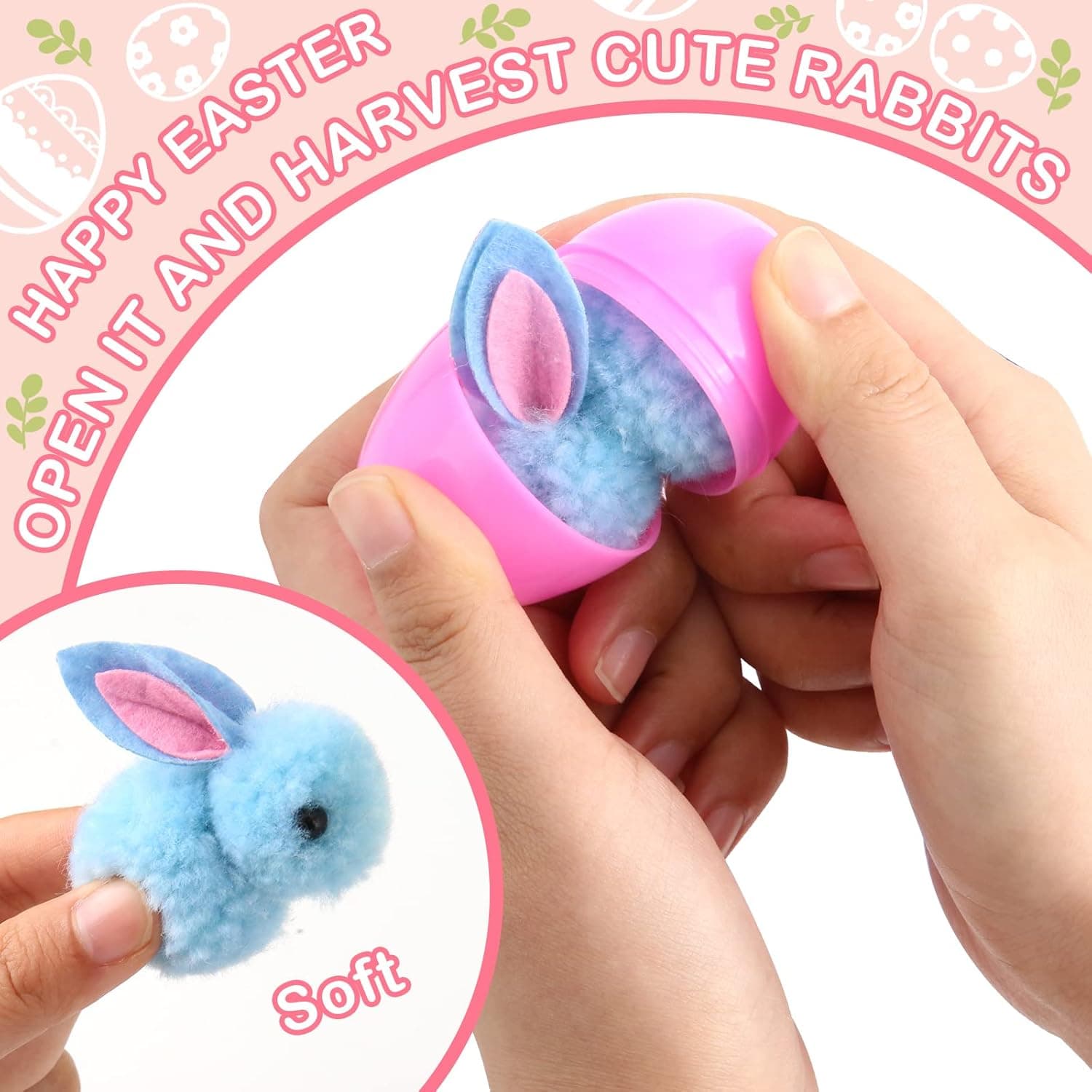 24 Pack Easter Eggs Fillers with Bunny Plush, Easter Basket Stuffers for Kids Easter Eggs with Toys Inside, Easter Mini Stuffed Bunny Animal for Easter Eggs Hunts Party Favors Surprise Egg : Toys &amp; Games thumbnail 3