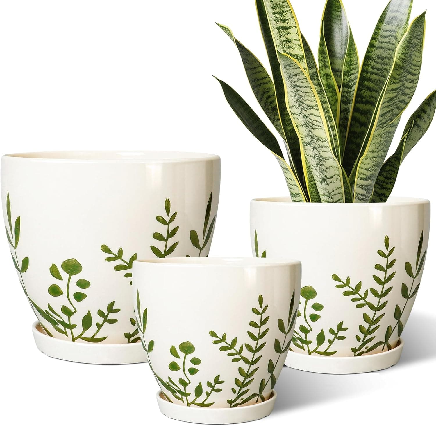 MPotTo Ceramic Plant Pots - Set of 3 Boho Planters with Drainage Saucers — Spring Gift Ideas gift idea