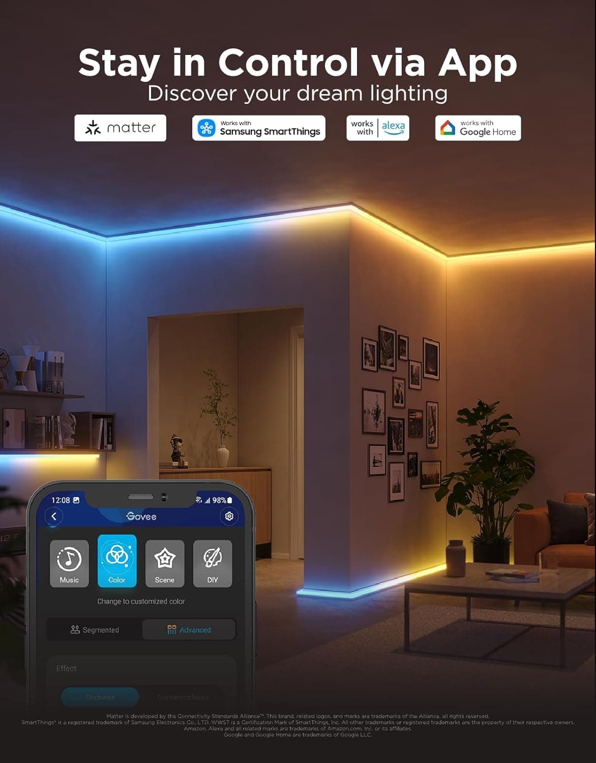 Govee RGBIC LED Strip Lights 32.8ft with Covers thumbnail 4