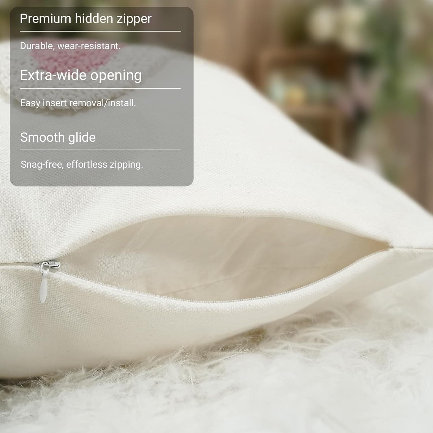 GEEORY 3D Embroidered Easter Bunny Pillow Cover 18x18 Inch, Spring &amp; Easter Decorations Farmhouse Home Decor Throw Pillow Case for Sofa &amp; Bed GX015-1-18 : Home &amp; Kitchen thumbnail 4