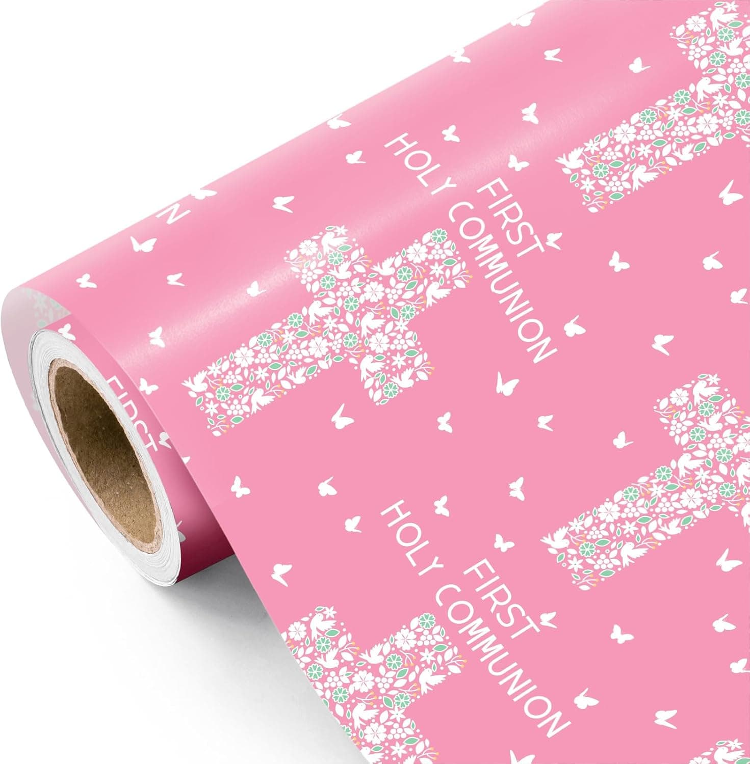 WRAPAHOLIC Cross Wrapping Paper Roll - Pink Floral - 17" x 16.5' — Easter Gifts gift idea