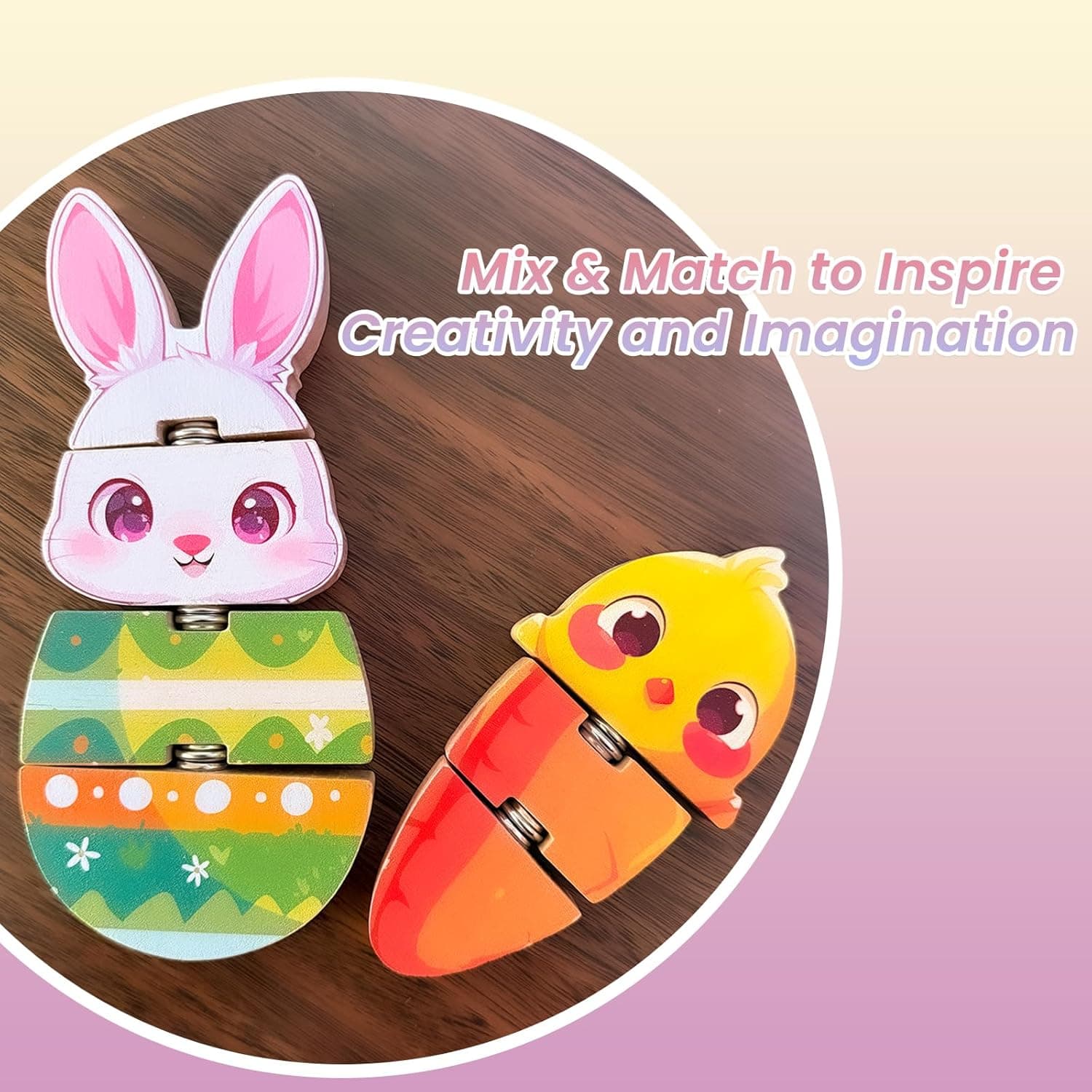 HUZU Easter Snap Builders Wooden Puzzle Toy thumbnail 4