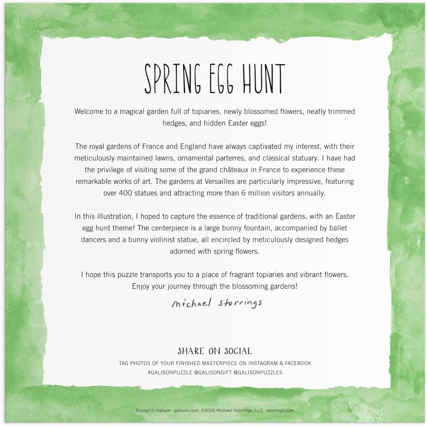 Galison Spring Egg Hunt 500 Piece Jigsaw Puzzle by Michael Storrings thumbnail 5