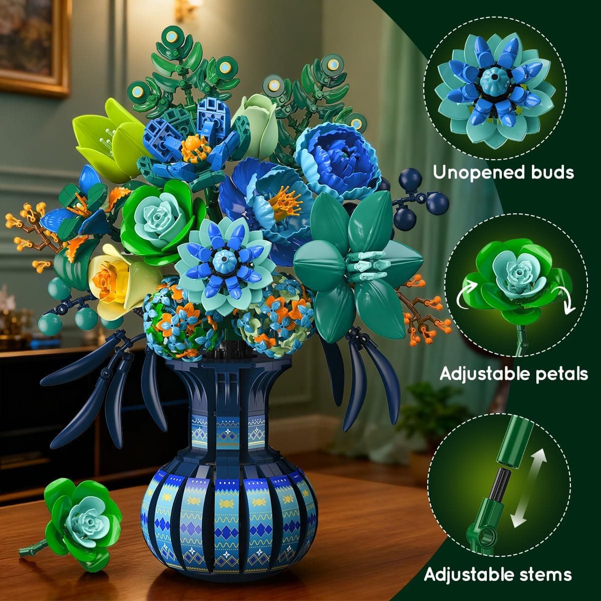 PLAXSOON Flowers Building Set with Vase - Botanical Collection thumbnail 3
