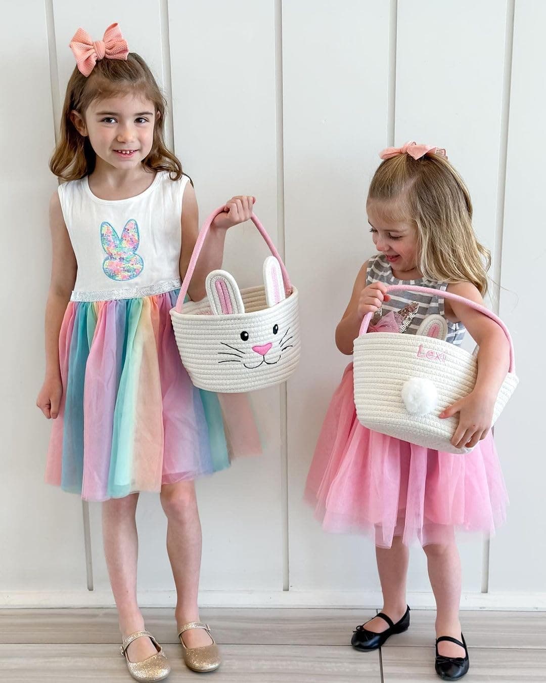 Personalized Easter Bunny Rope Basket (Pink) thumbnail 3