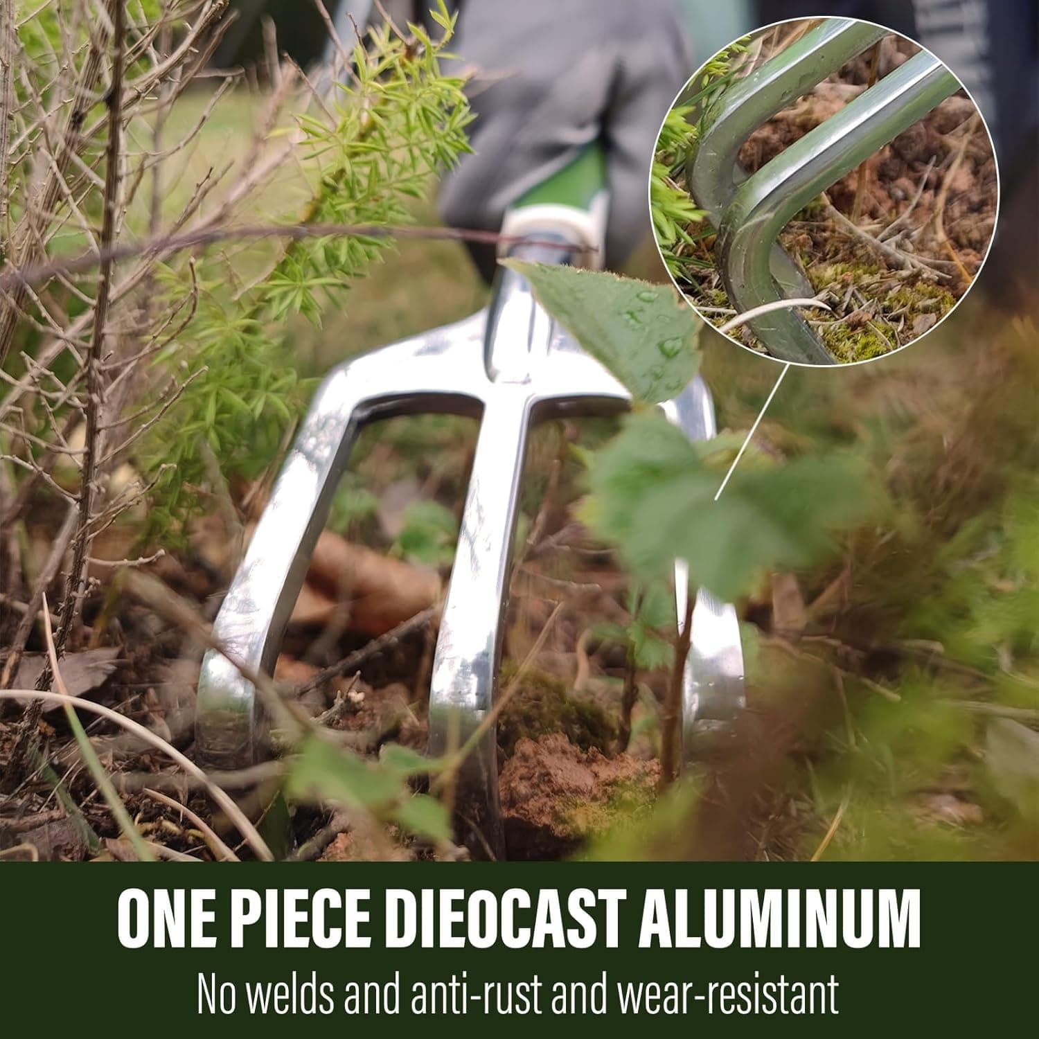 Aimerla Gardening Tools Set of 9 Heavy Duty Garden Tools with Non-Slip Rubber Grip with Large Garden Bag for Tools Durable Hand Tools for Gardening, Weeding,Gardening Gifts for Women,Men (Dark Green) : Patio, Lawn &amp; Garden thumbnail 4