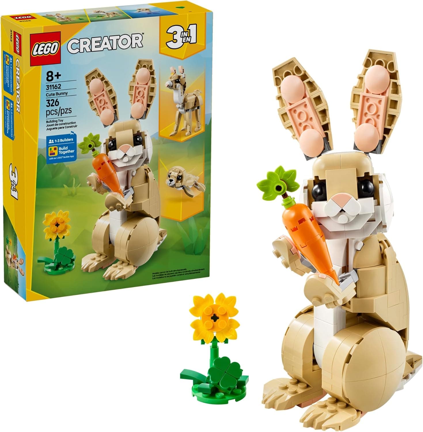 LEGO Creator 3 in 1 Cute Bunny Toy - Building Toy for Girls and Boys, Ages 8+ - Gift for Easter Basket - W/ 3 Build Options, Bunny, Seal, or Llama - 31162 : Toys &amp; Games image 1
