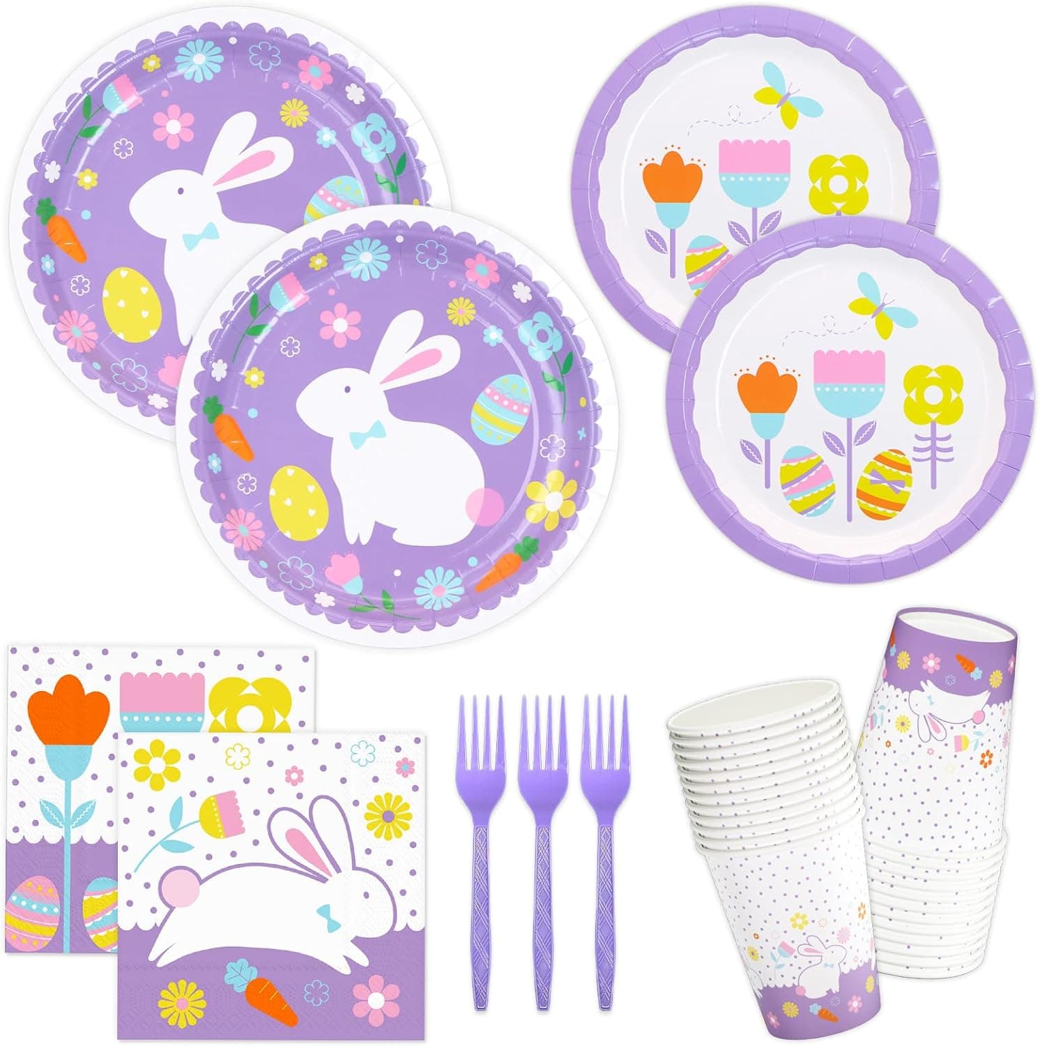 Bunny Hop Easter Party Disposable Tableware Set for 24 image 1