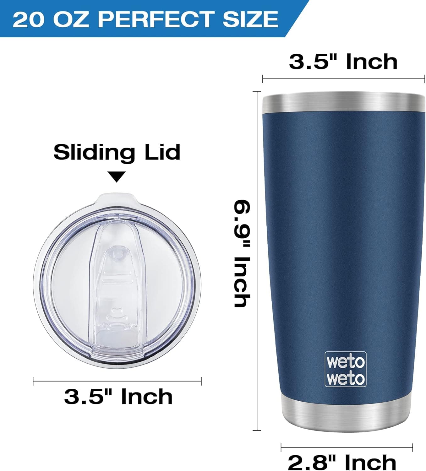 WETOWETO 20oz Stainless Steel Vacuum Insulated Tumbler thumbnail 3