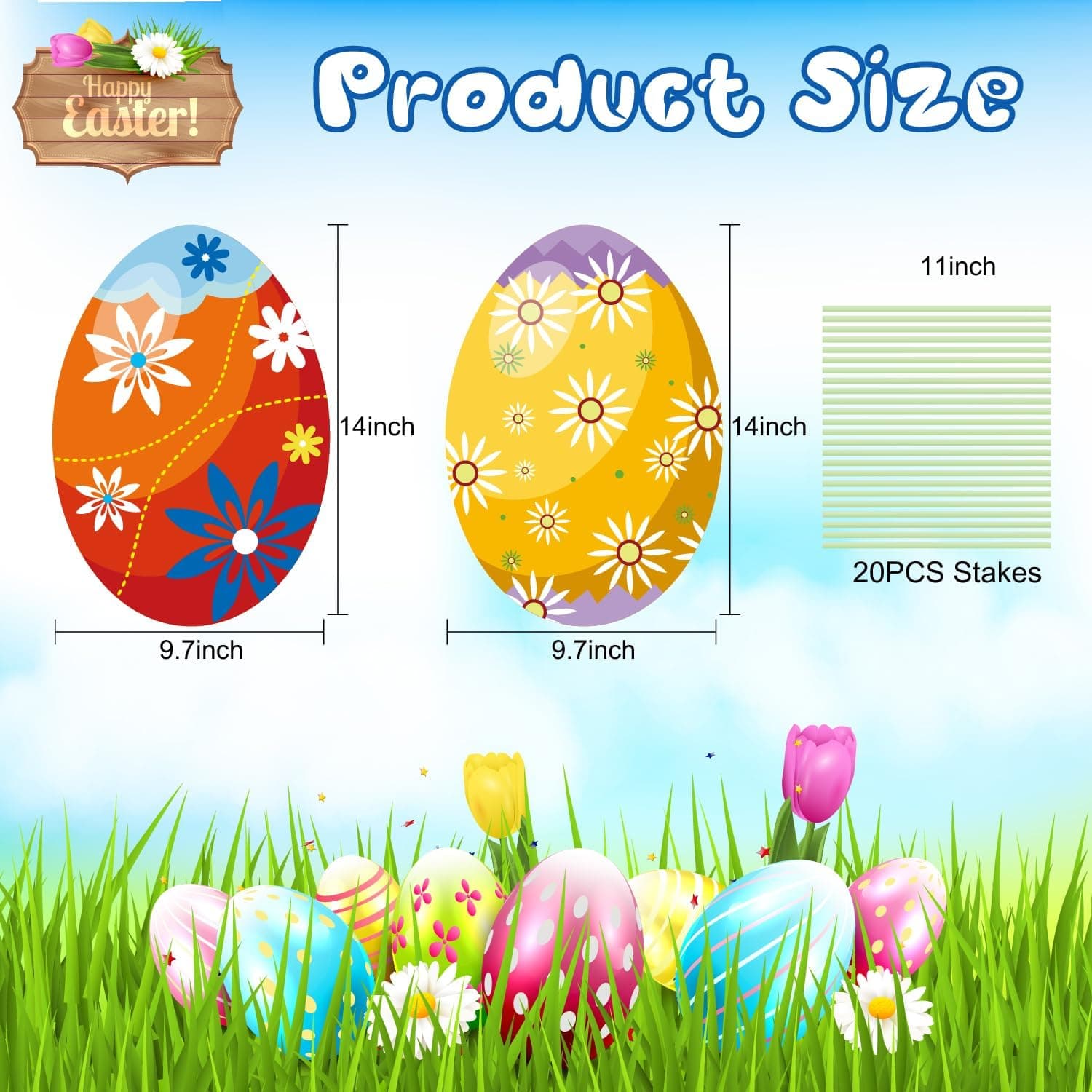 10 PCS Outdoor Easter Egg Decorations with Stakes thumbnail 4