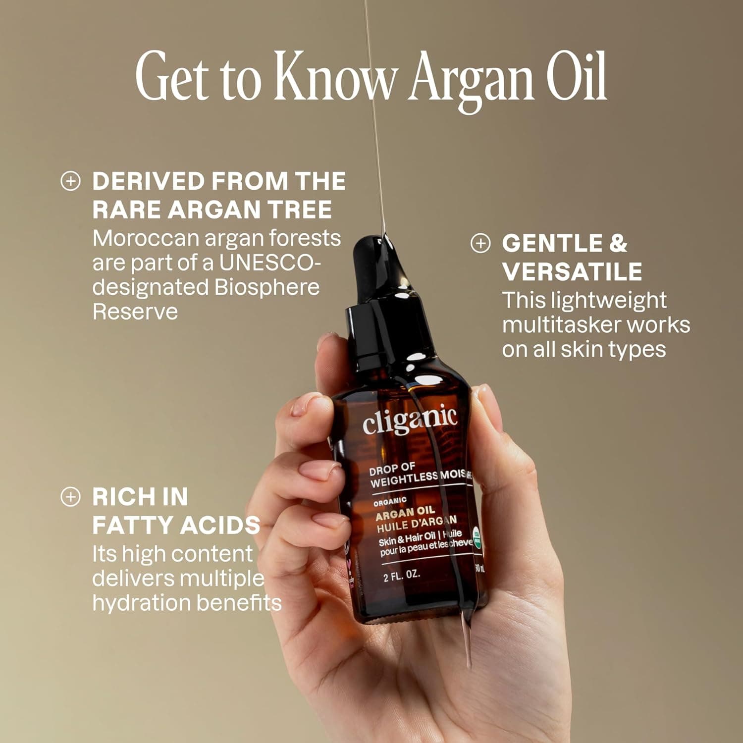 Cliganic Organic Argan Oil, 100% Pure thumbnail 3
