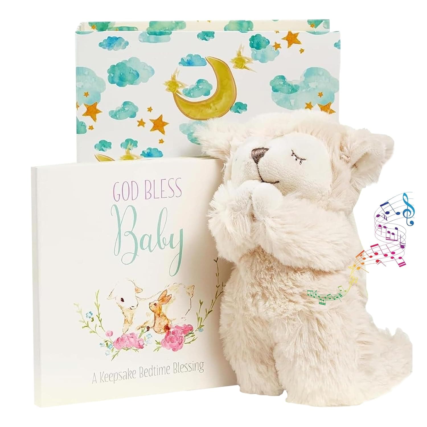 Tickle & Main Catholic Baptism Gift Set - Prayer Lamb & Prayer Book image 1