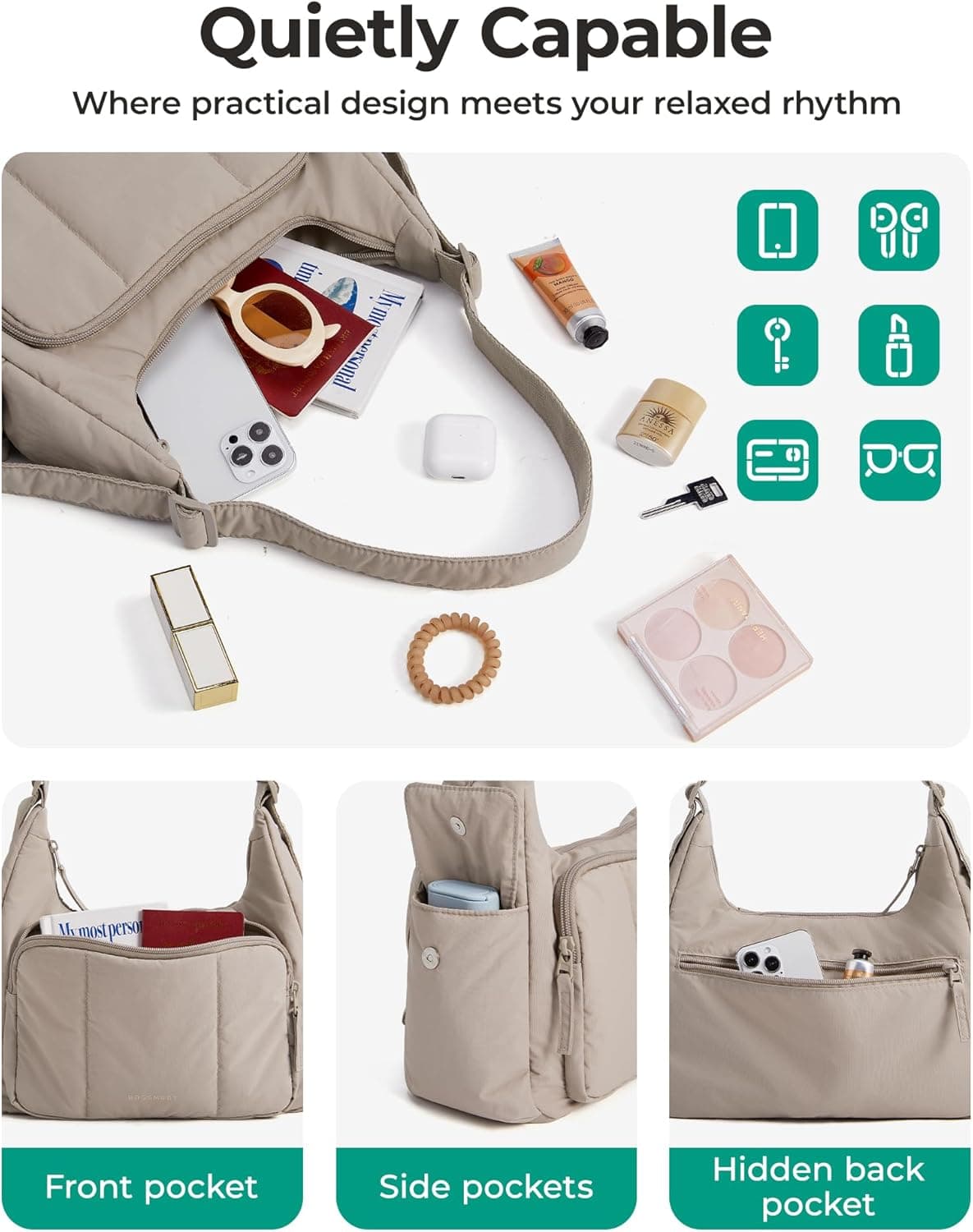 BAGSMART Crossbody Bags for Women, Small Puffer Purses for Women Daily/Travel, 6L Cute Fluffy Hobo Bag | Puffer Purses, Cute Crossbody bag, Small purse, Lightweight bag, Water-resistant, small diaper bag : Clothing, Shoes &amp; Jewelry thumbnail 5