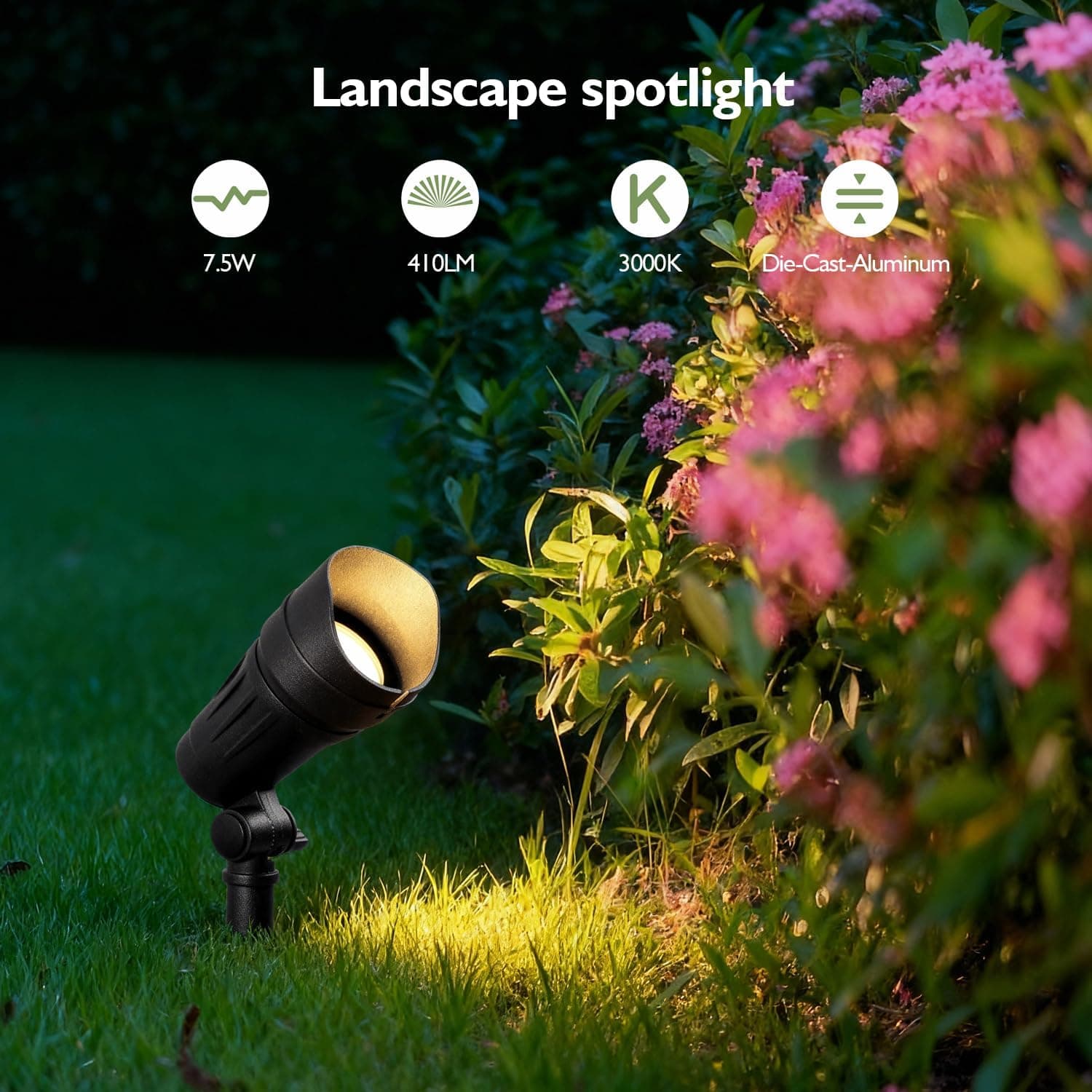 LITFIT Low Voltage LED Spotlights with 35° Beam Angle, 7.5W 410LM 3000K Warm White Outdoor Landscape Lighting, CRI 80, Waterproof Spotlights for Trees, House, Yard, Garden Decorations, 4 Pack - Amazon.com thumbnail 2