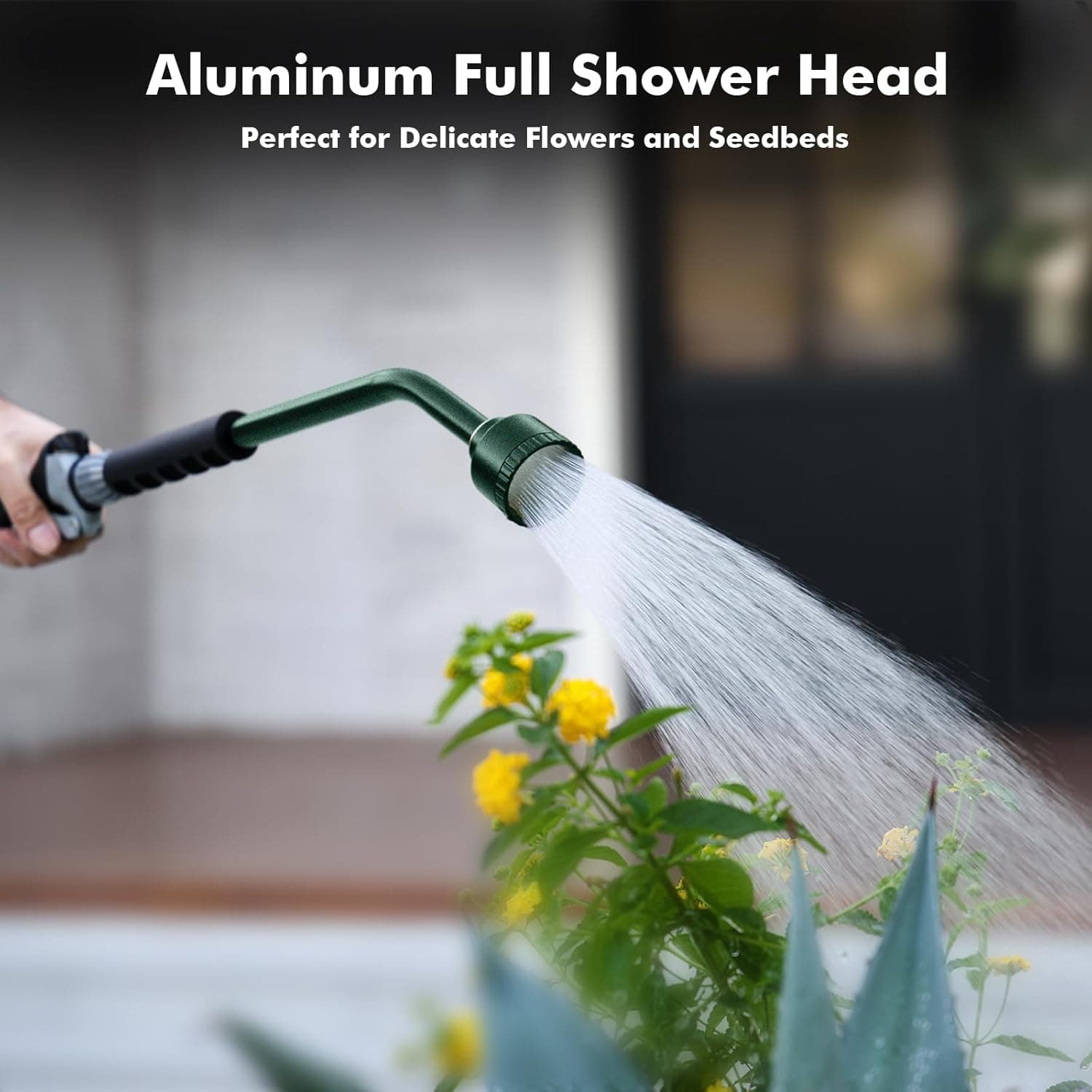 RESTMO Long Watering Wand, 24 Inches Gentle Soft Full Shower Sprayer Wand with Flow Control, Heavy Duty Metal Hose Wand for Hanging Baskets, Shrubs, Plants, Flowers, Garden and Lawn, Green : Patio, Lawn &amp; Garden thumbnail 4