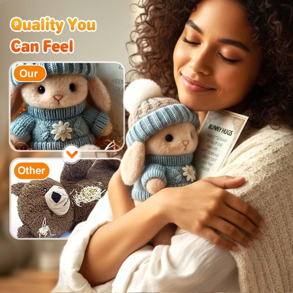 muxou Handmade Mini Bunny Hug,2026 Easter Gift in a Box Hugs Positive Rabbit Soft Floppy Ideas Bunnies Basket Stuffers Emotional Support Inspirational (Pink) : Home &amp; Kitchen thumbnail 4