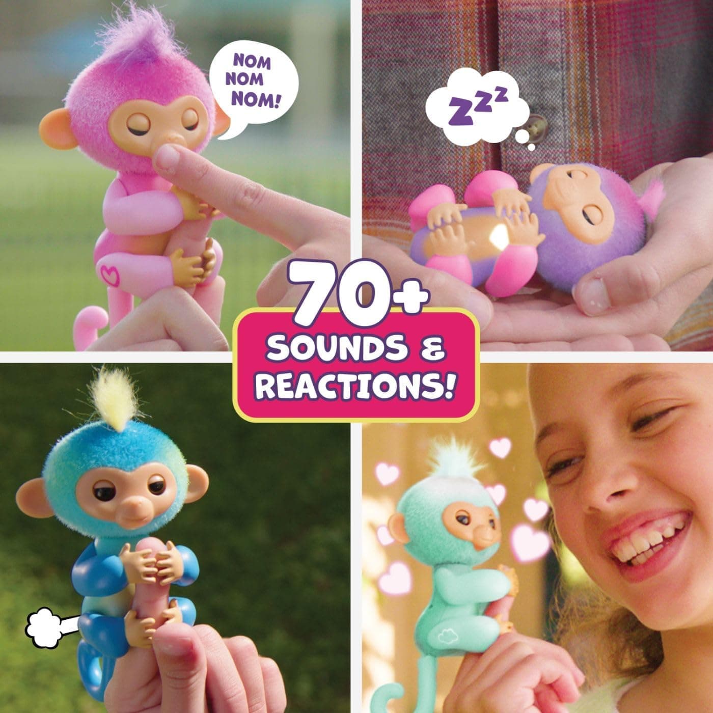 Fingerlings 2023 NEW Interactive Baby Monkey Reacts to Touch – 70+ Sounds &amp; Reactions – Ava (Teal) : Toys &amp; Games thumbnail 3