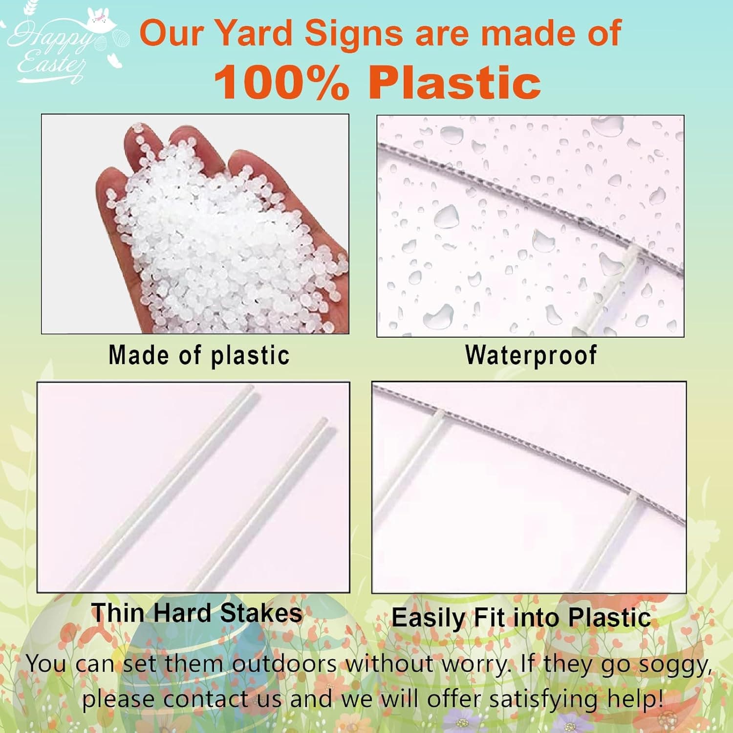 8 PCS Bunny Easter Outdoor Lawn Yard Signs with Stakes thumbnail 4