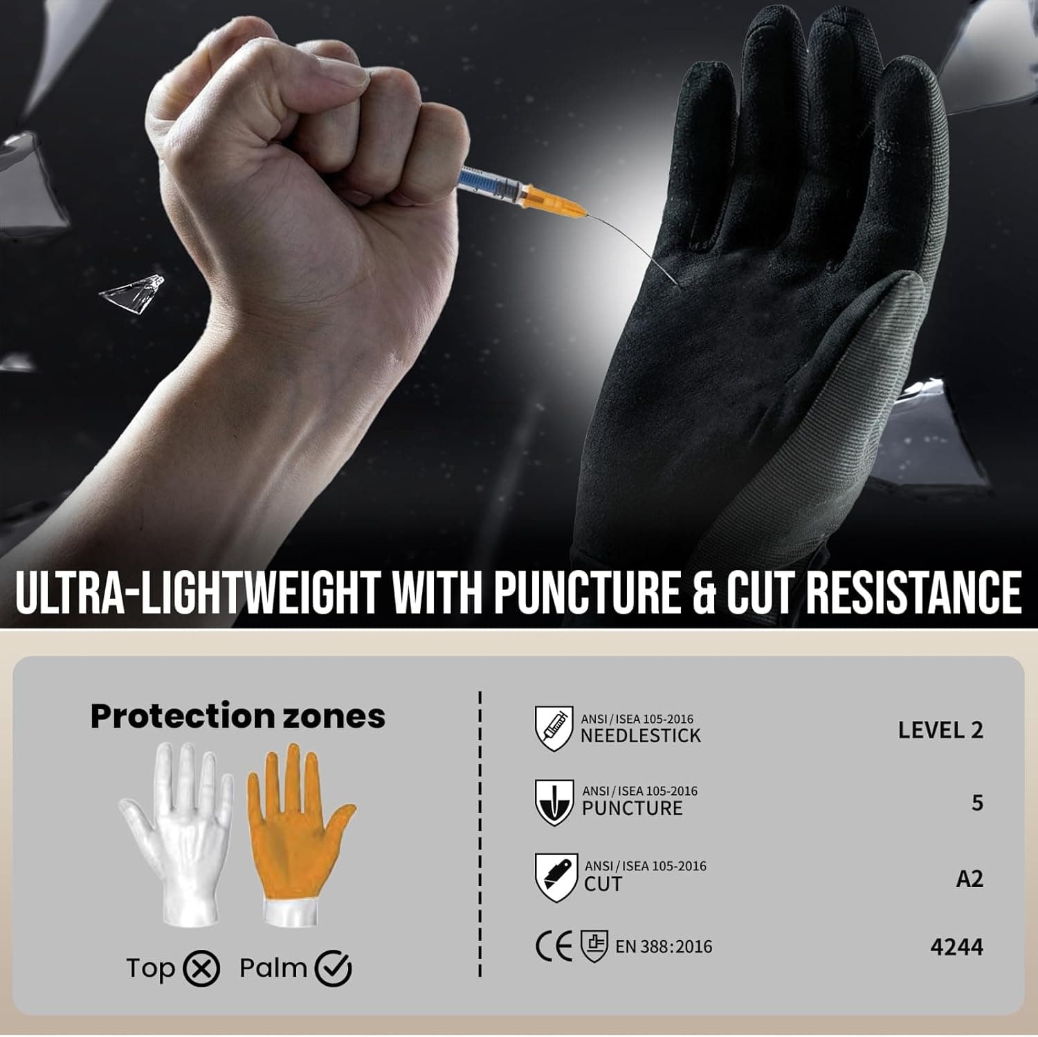 TAILI Level 2 Needlestick Level 5 Puncture Resistant Work Gloves thumbnail 2