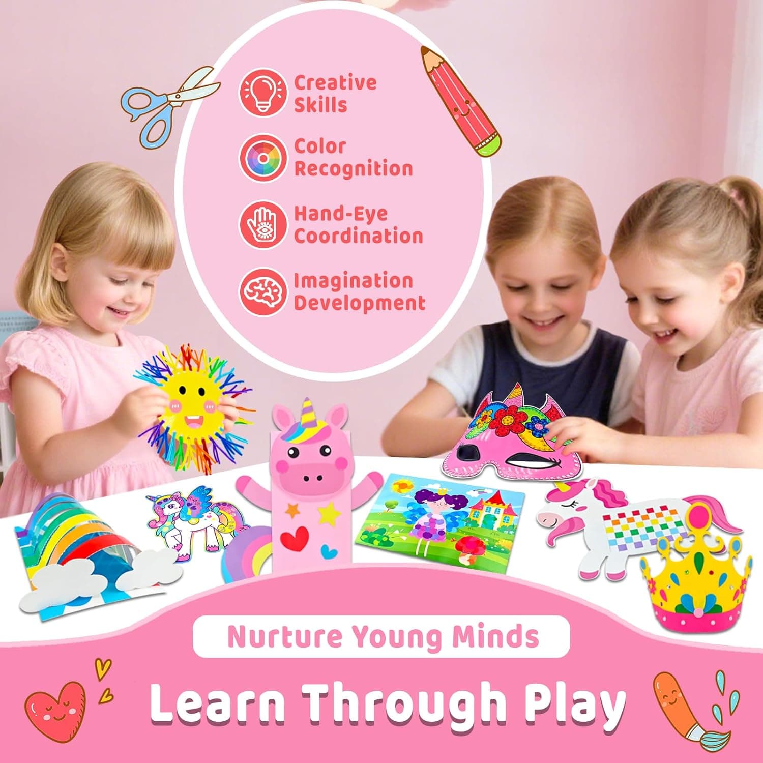 7july Unicorn Craft Box-12 Fun Arts and Crafts for Kids Ages 4-8,Educational Creative Toys, Art and Crafts Projects &amp; Activities Kit with Supplies,Gift for Girls 3 4 5 6 7 8 Years Old : Toys &amp; Games thumbnail 5