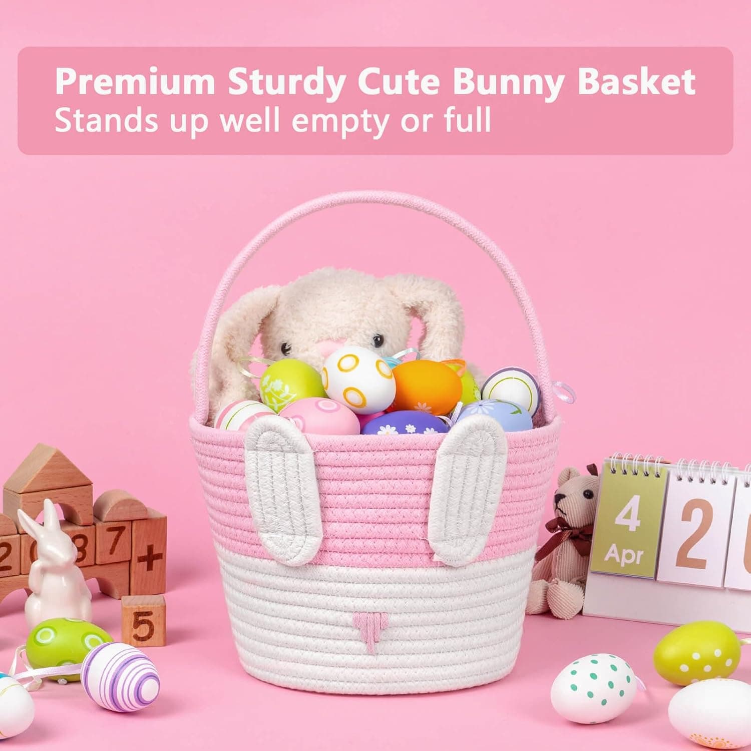CubesLand Empty Easter Basket - Large Pink thumbnail 2