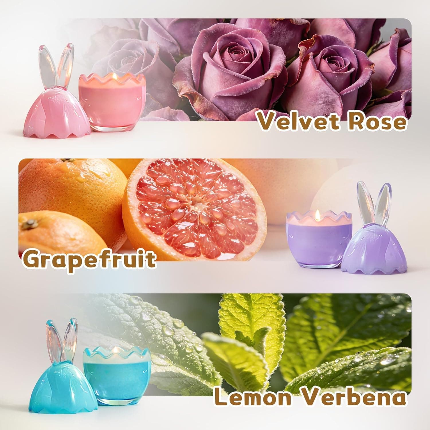 Lanpn 3 Pcs Easter Bunny Candles Gift Set, Spring Easter Scented Candle 6.7", Each 4oz Soy Wax, Decorative Rabbit Shaped Jar Candle for Woman, Party Holiday Home Table Decor, Pastel Color : Home &amp; Kitchen thumbnail 2