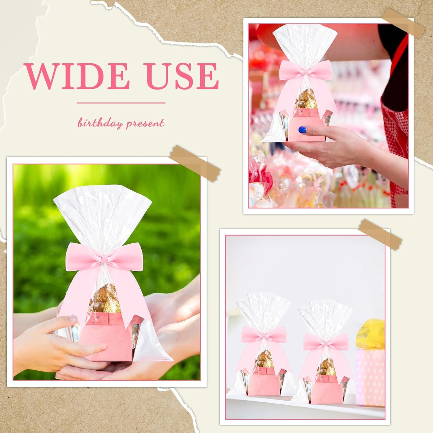 Kigley 24 Set Easter Mini Gift Basket Empty with Bow Wrap Bag Small Easter Goodie Stuffer Baskets Wooden Vented Berry Box with 24 Bags Candy Wedding Party Supply(Pink,4.02 x 2.56 x 2.95 Inches) : Health &amp; Household thumbnail 5